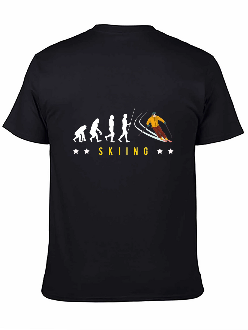 Skiing Evolution Black Graphic Tee