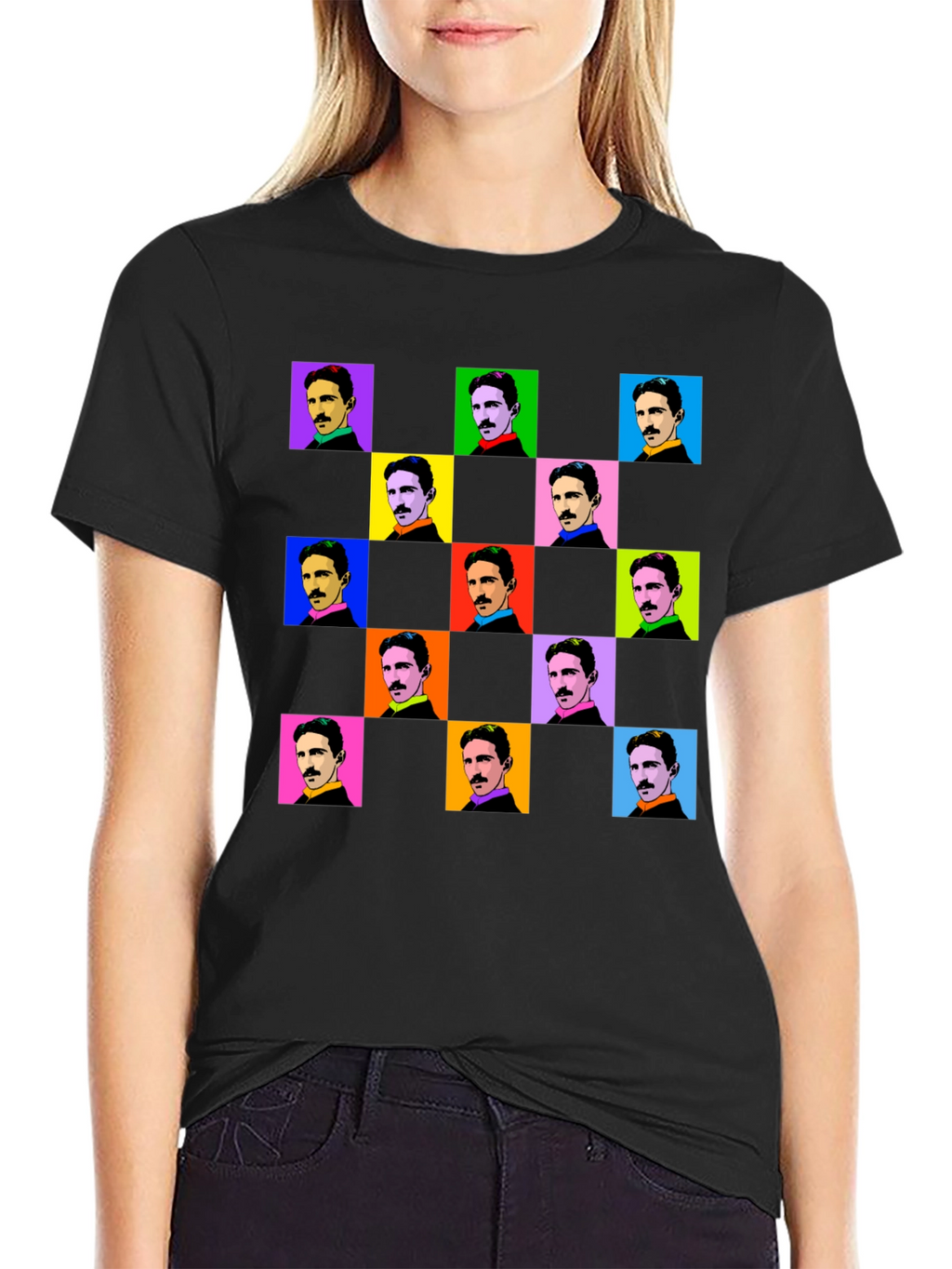 Nikola Tesla Pop Art T-Shirt - Black