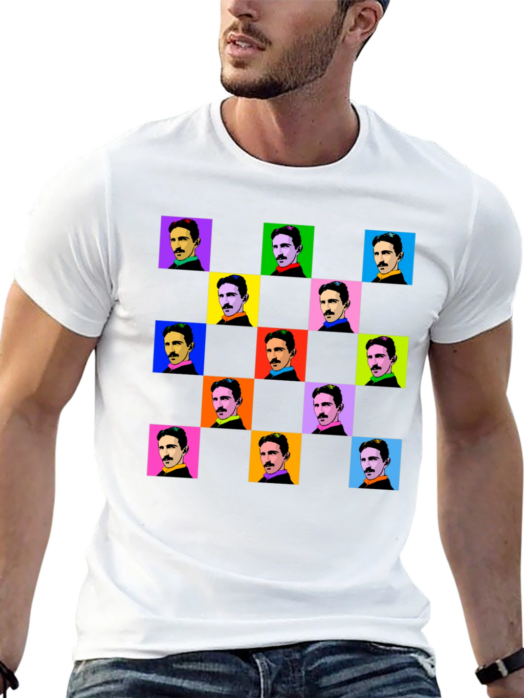 Nikola Tesla Pop Art T-Shirt - Black