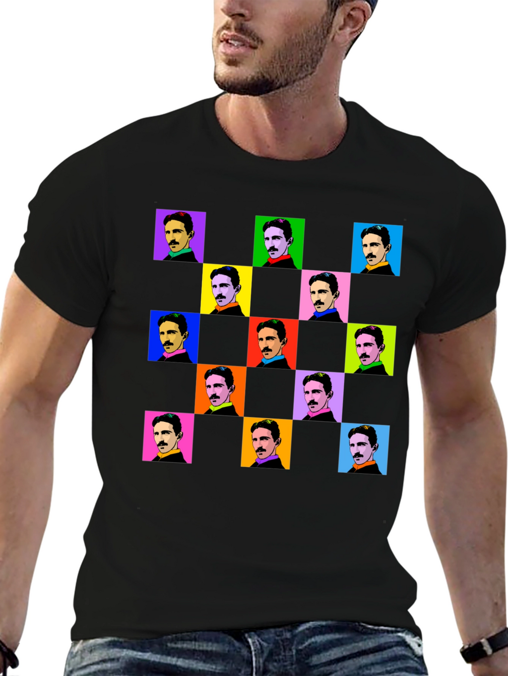 Nikola Tesla Pop Art T-Shirt - Black