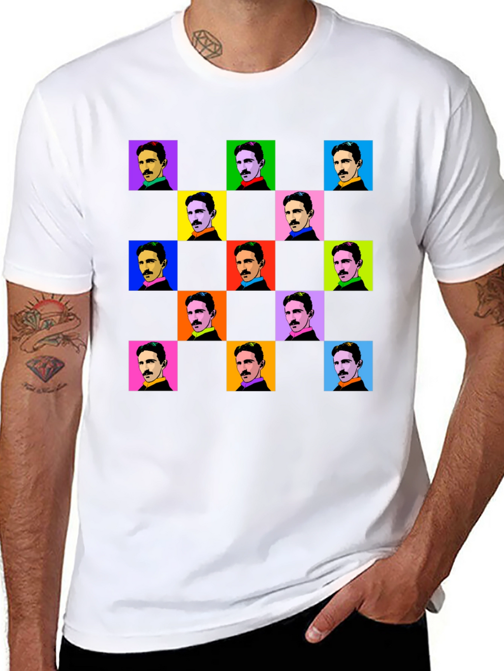 Nikola Tesla Pop Art T-Shirt - Black