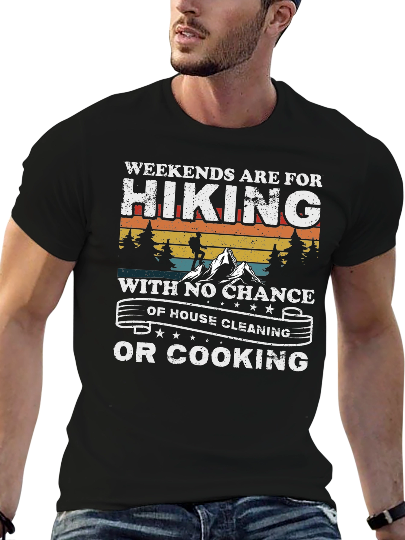 Hiking Weekends Black Graphic Tee