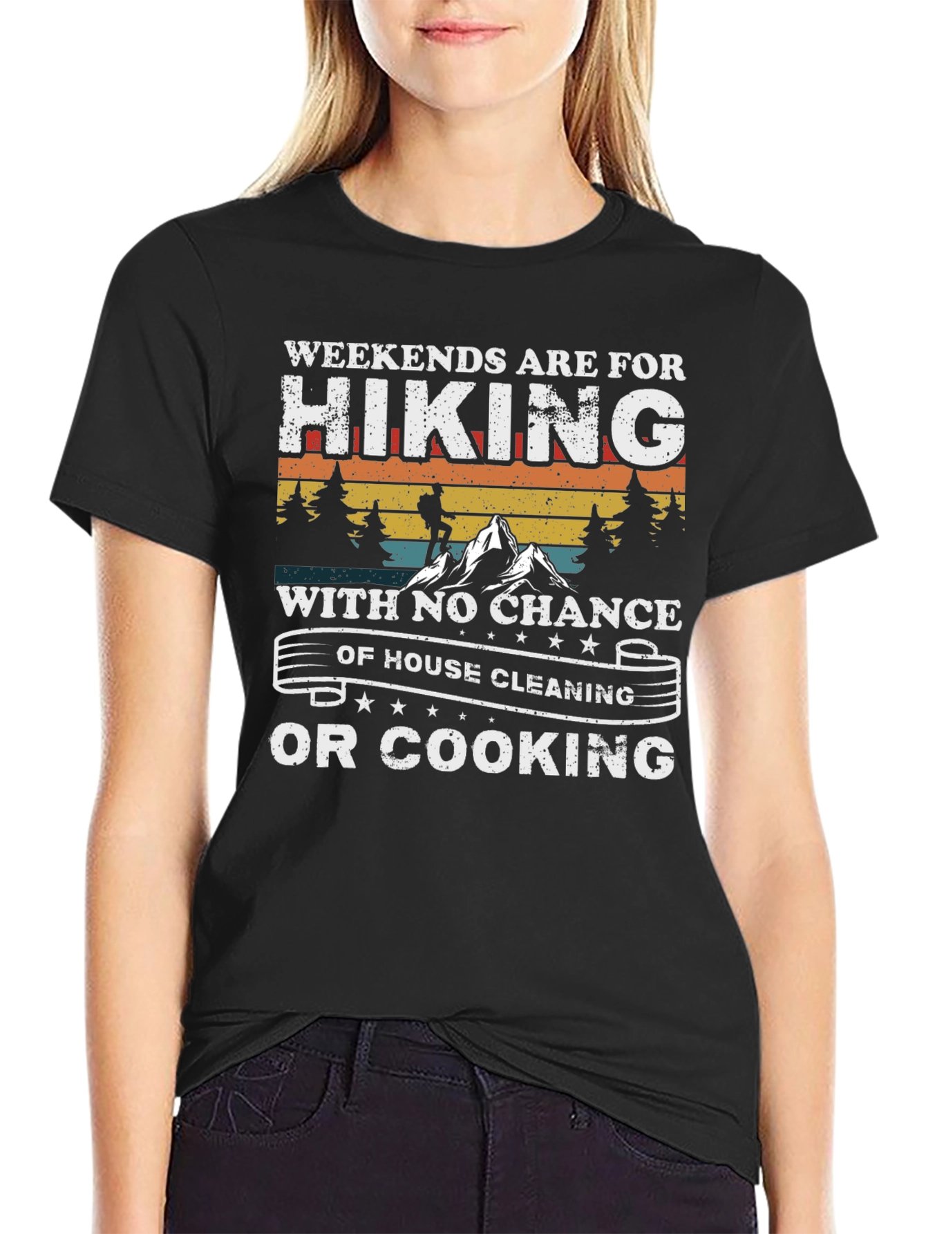 Hiking Weekends Black Graphic Tee