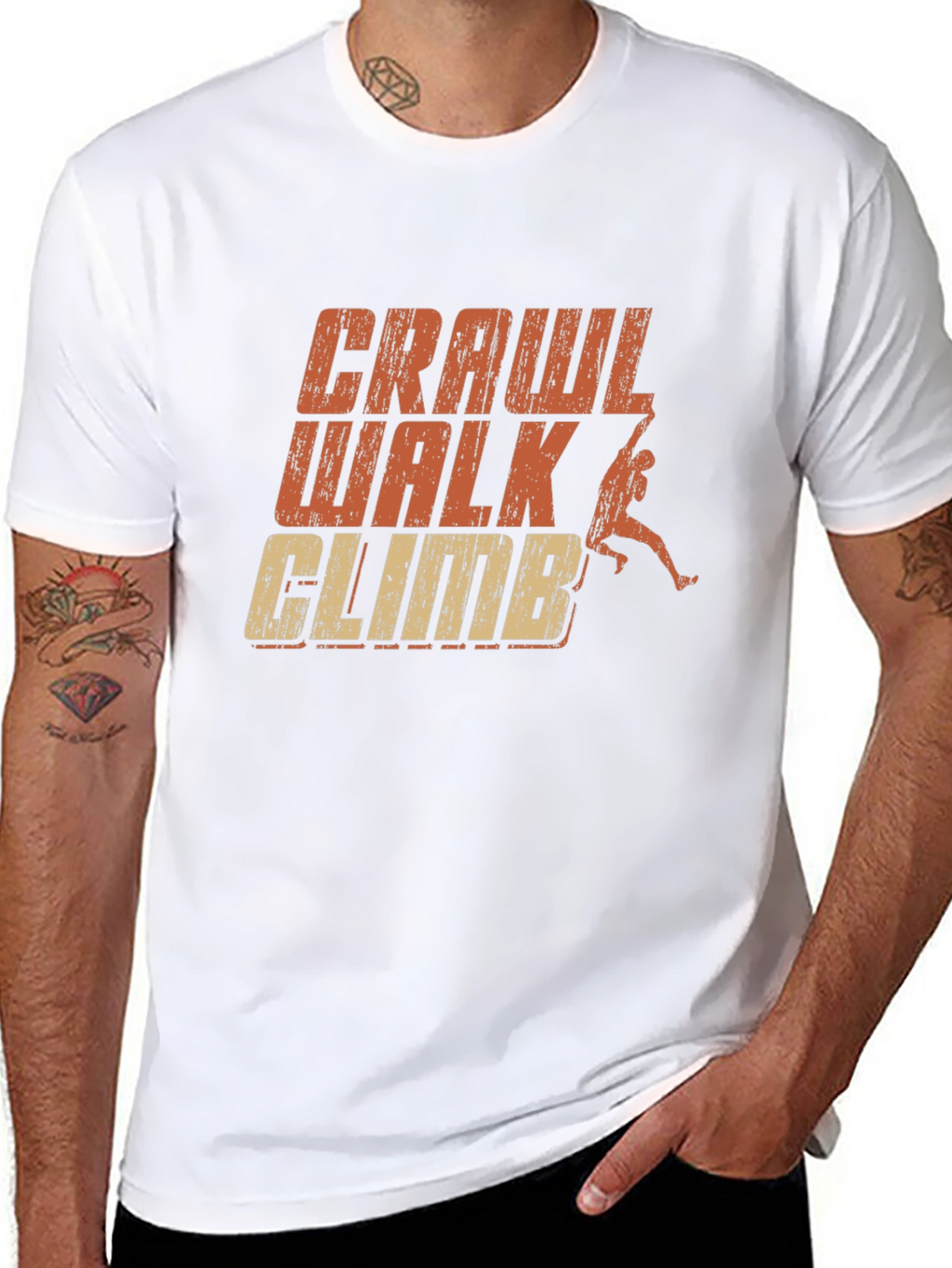 Crawl Walk Climb Graphic Tee - Black Cotton T-Shirt