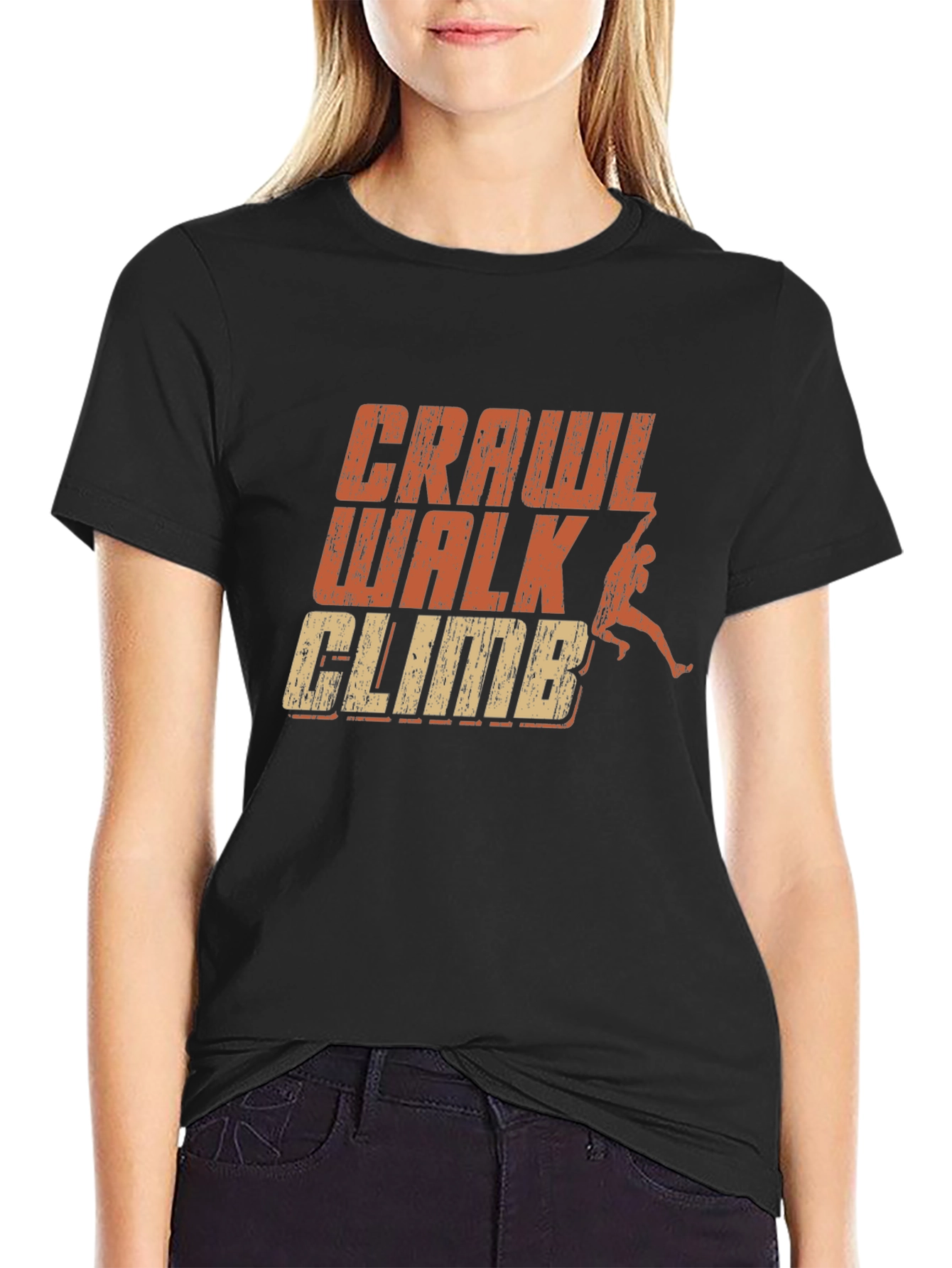 Crawl Walk Climb Graphic Tee - Black Cotton T-Shirt