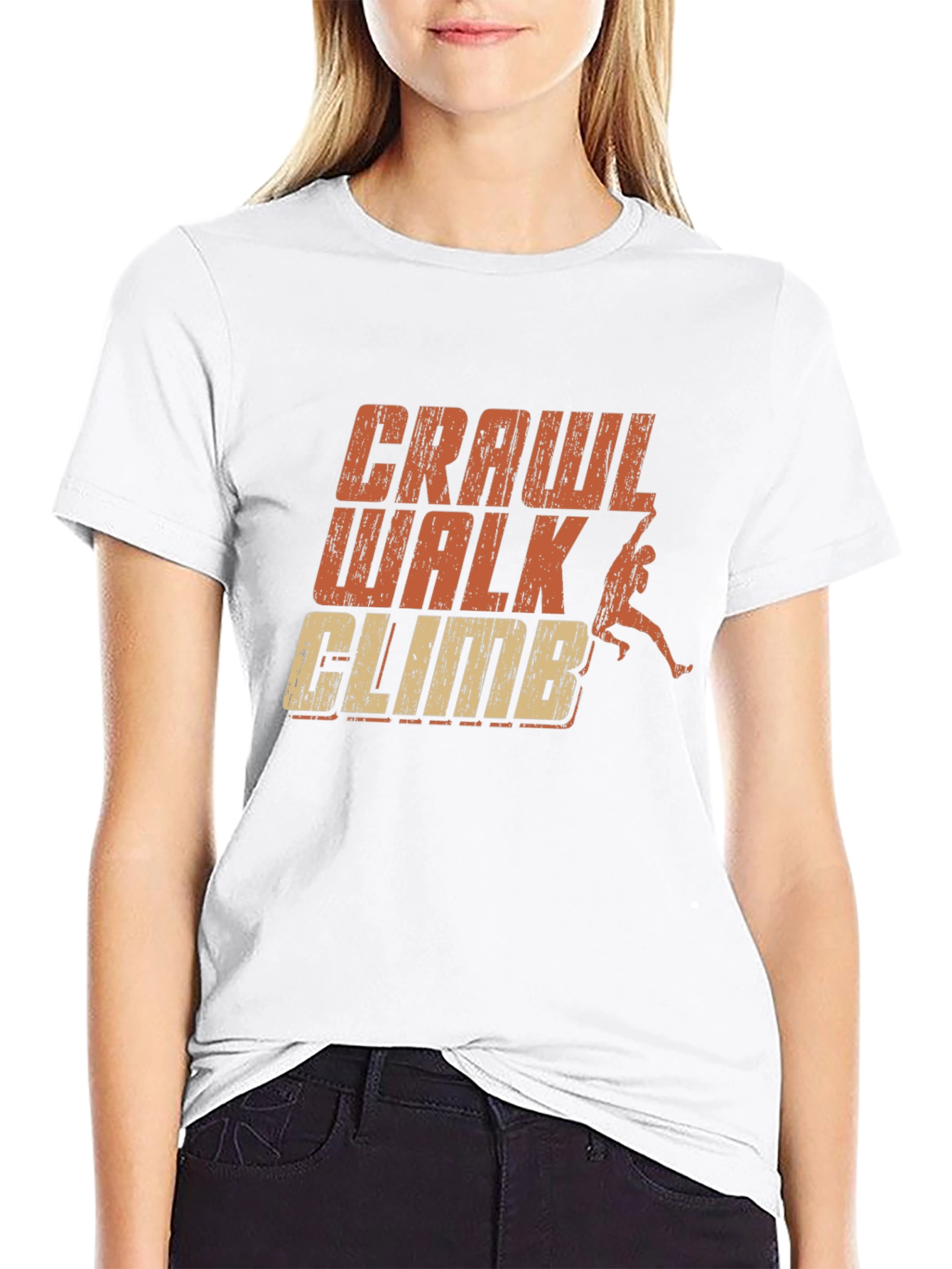 Crawl Walk Climb Graphic Tee - Black Cotton T-Shirt