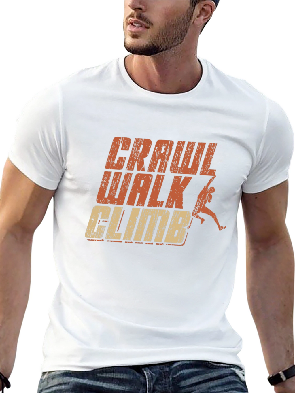 Crawl Walk Climb Graphic Tee - Black Cotton T-Shirt