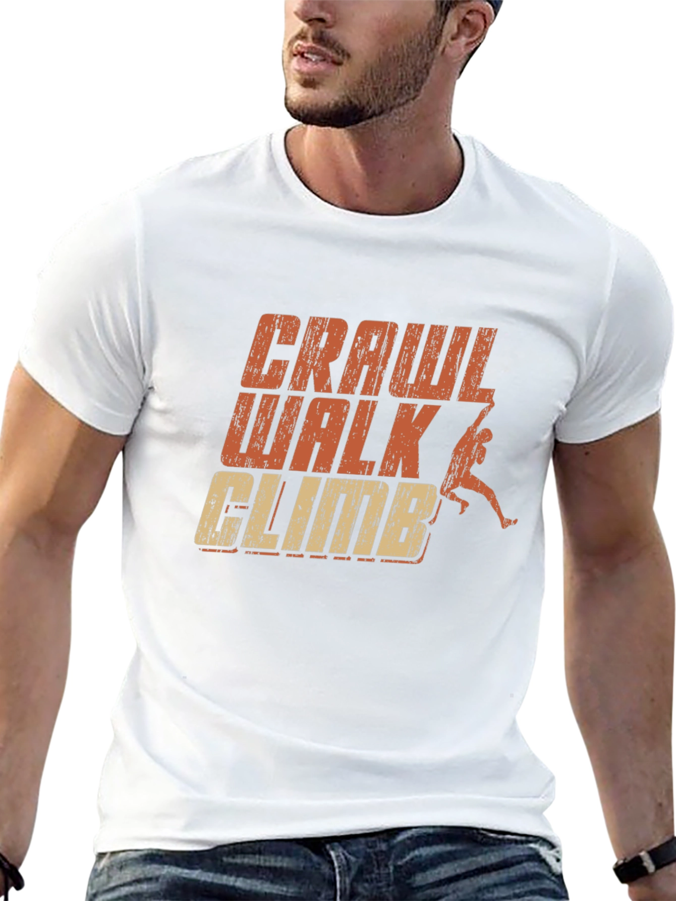 Crawl Walk Climb Graphic Tee - Black Cotton T-Shirt
