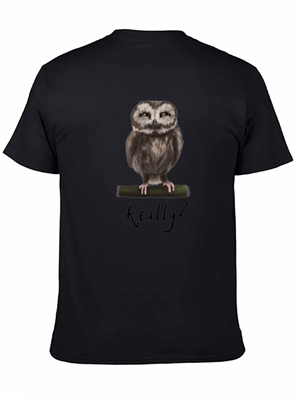 Owl Graphic Print T-Shirt - Really? Sarcastic Tee