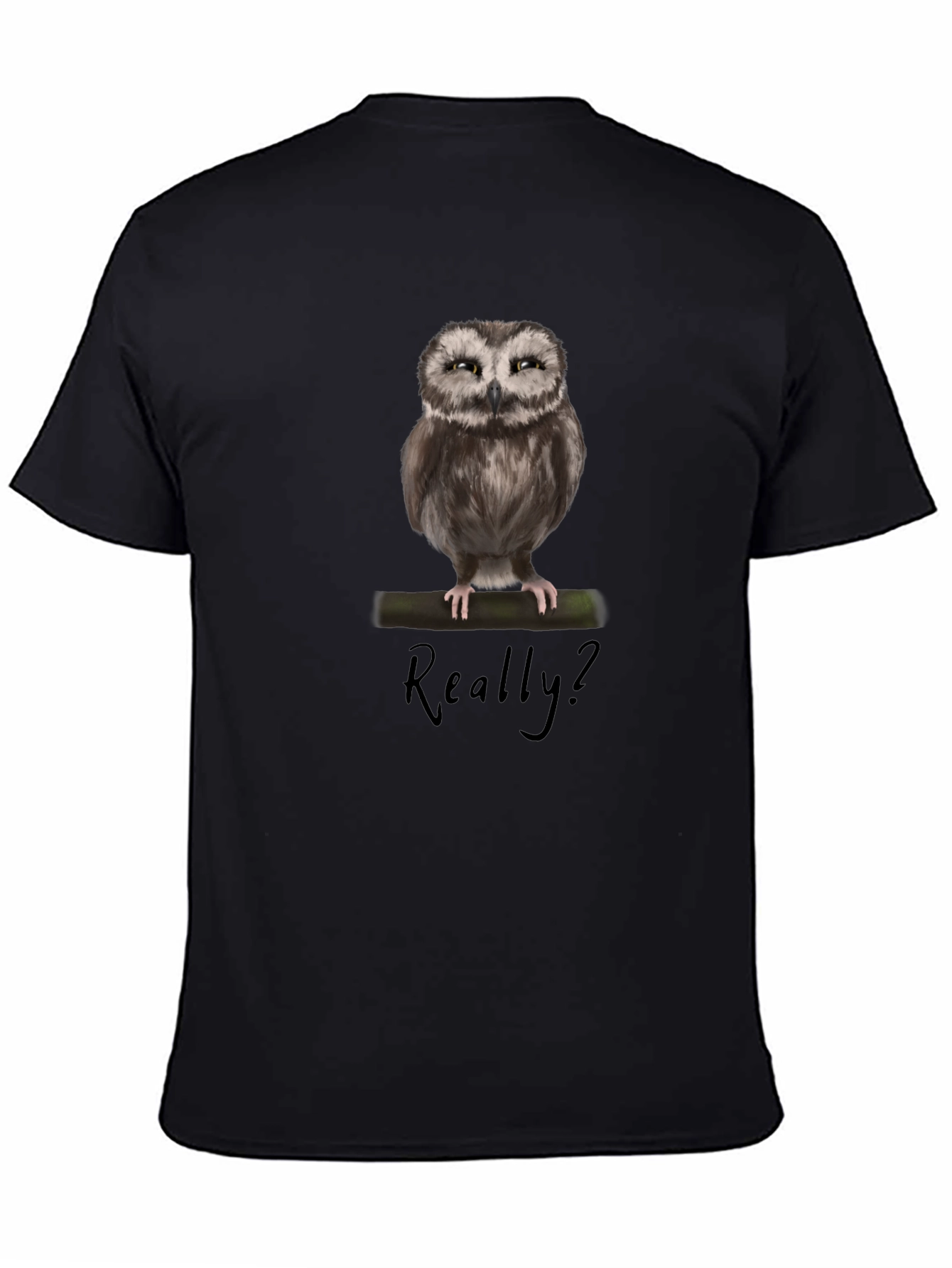 Owl Graphic Print T-Shirt - Really? Sarcastic Tee