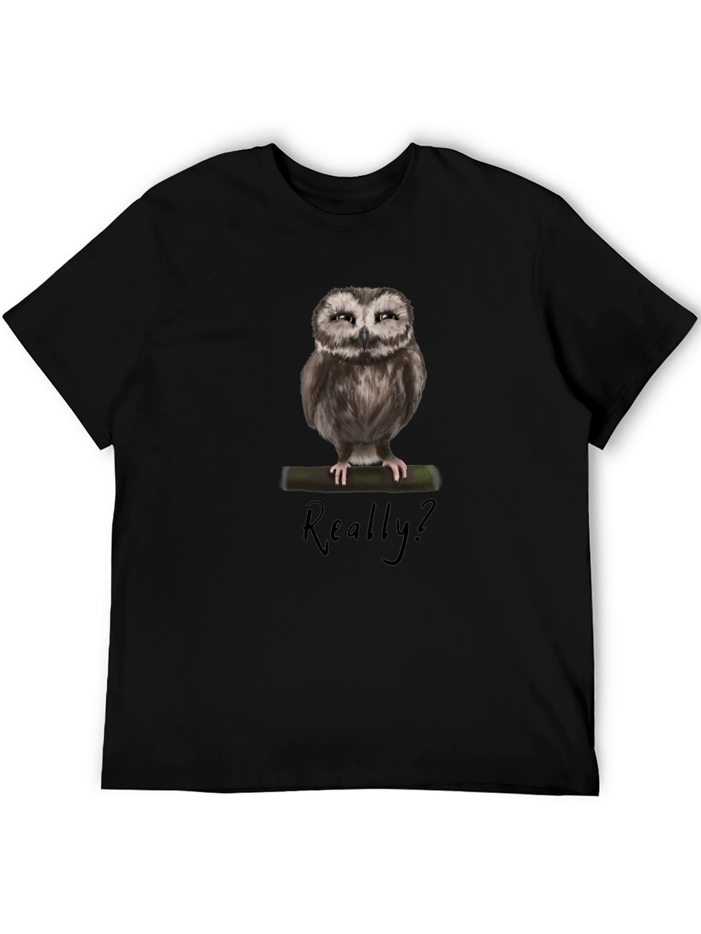 Owl Graphic Print T-Shirt - Really? Sarcastic Tee