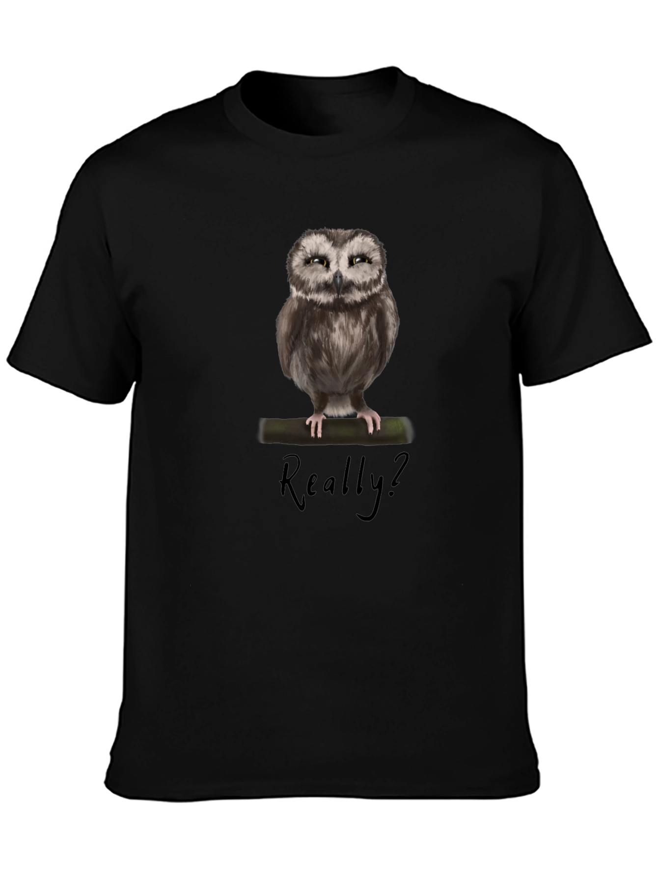 Owl Graphic Print T-Shirt - Really? Sarcastic Tee