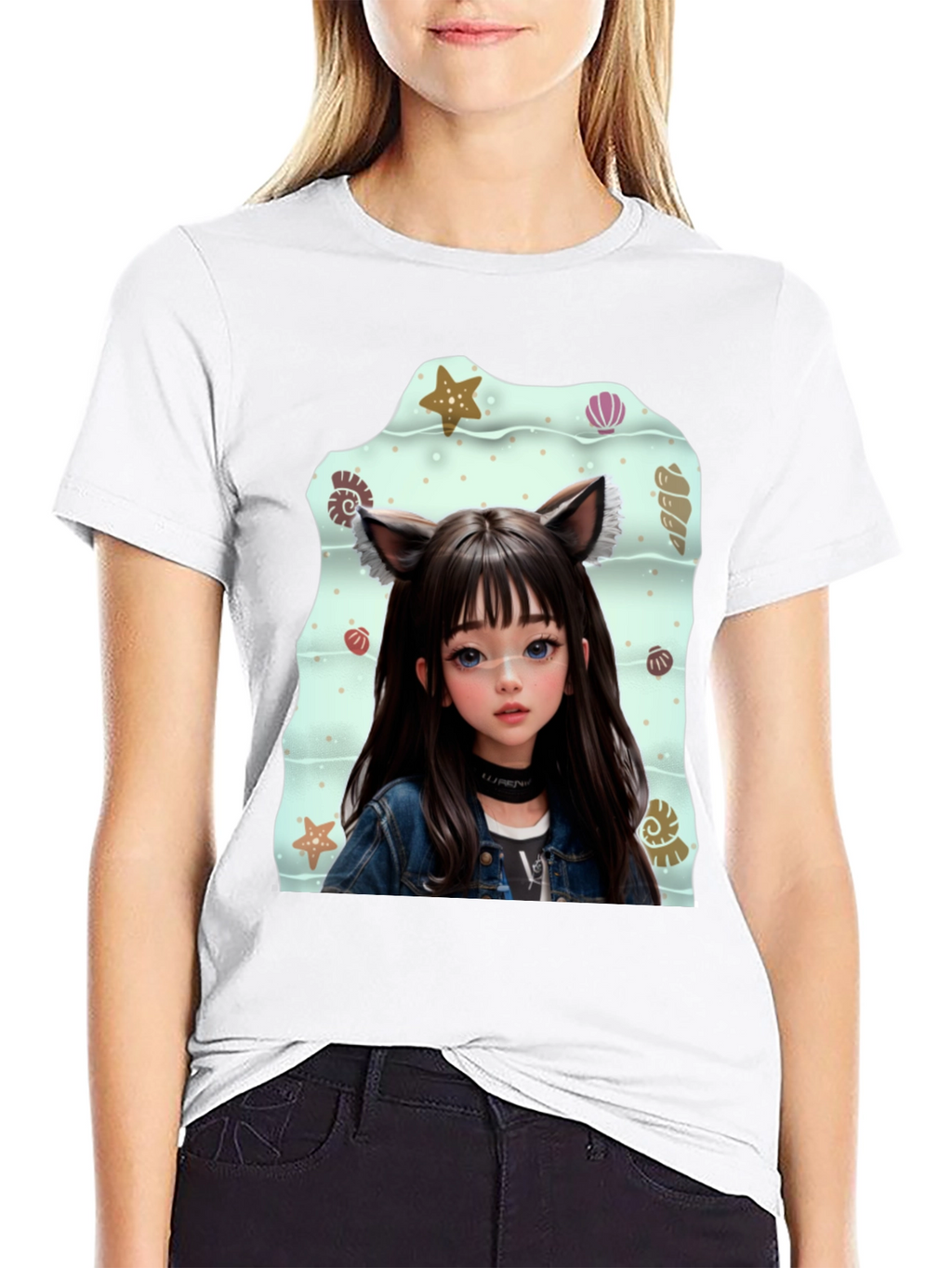 Anime Girl Graphic Black T-Shirt