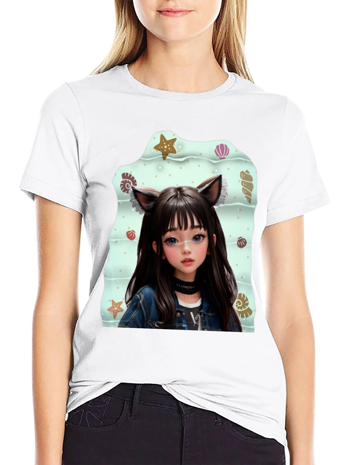 Anime Girl Graphic Black T-Shirt