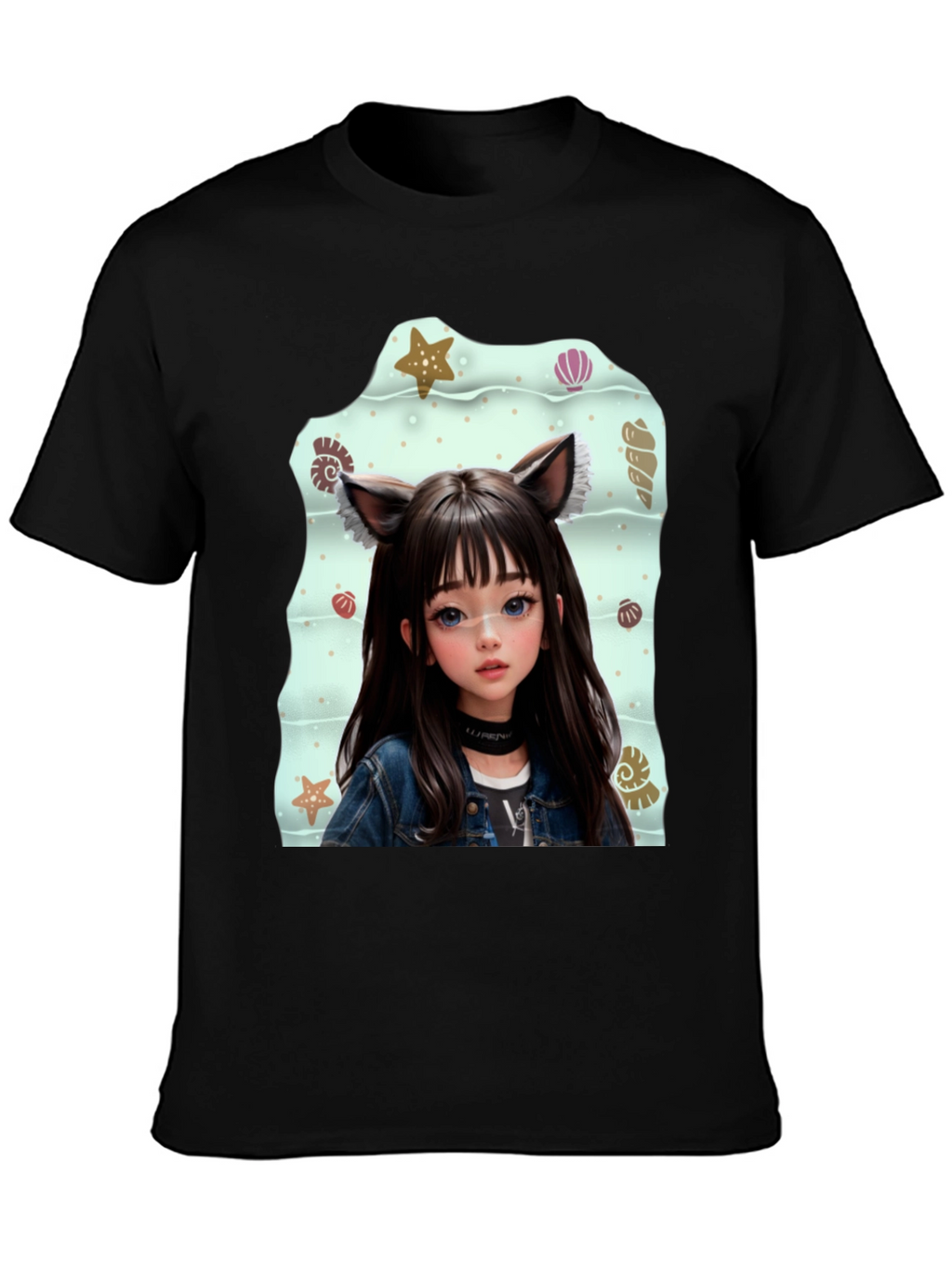 Anime Girl Graphic Black T-Shirt