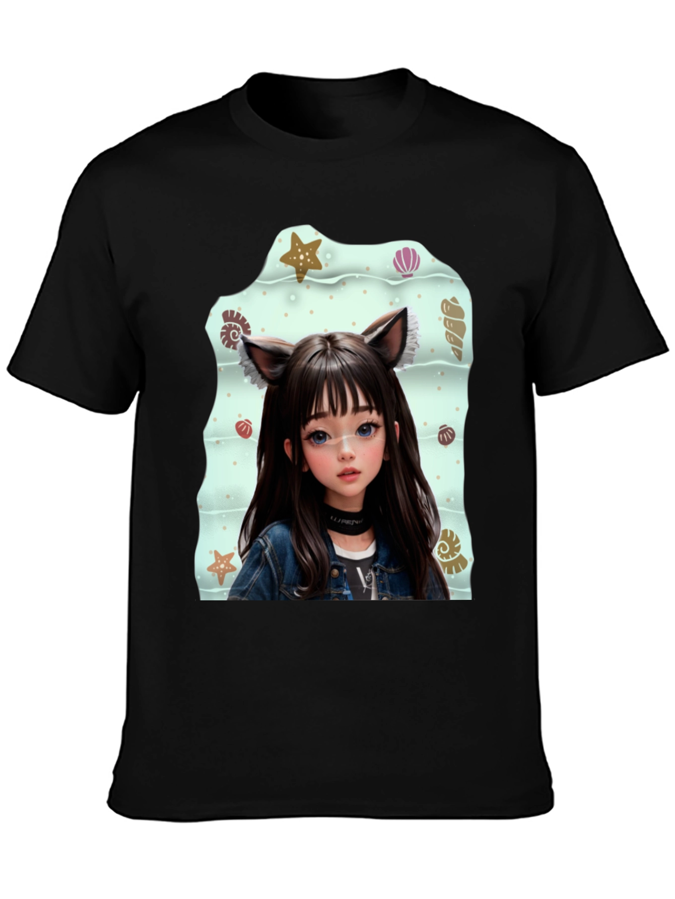 Anime Girl Graphic Black T-Shirt