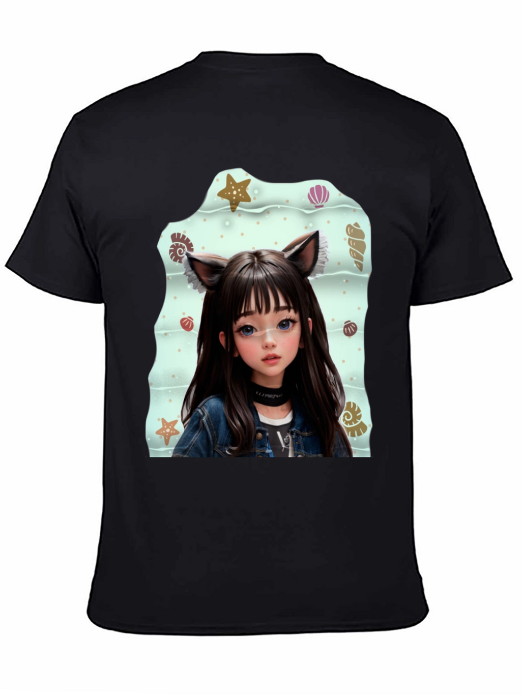 Anime Girl Graphic Black T-Shirt