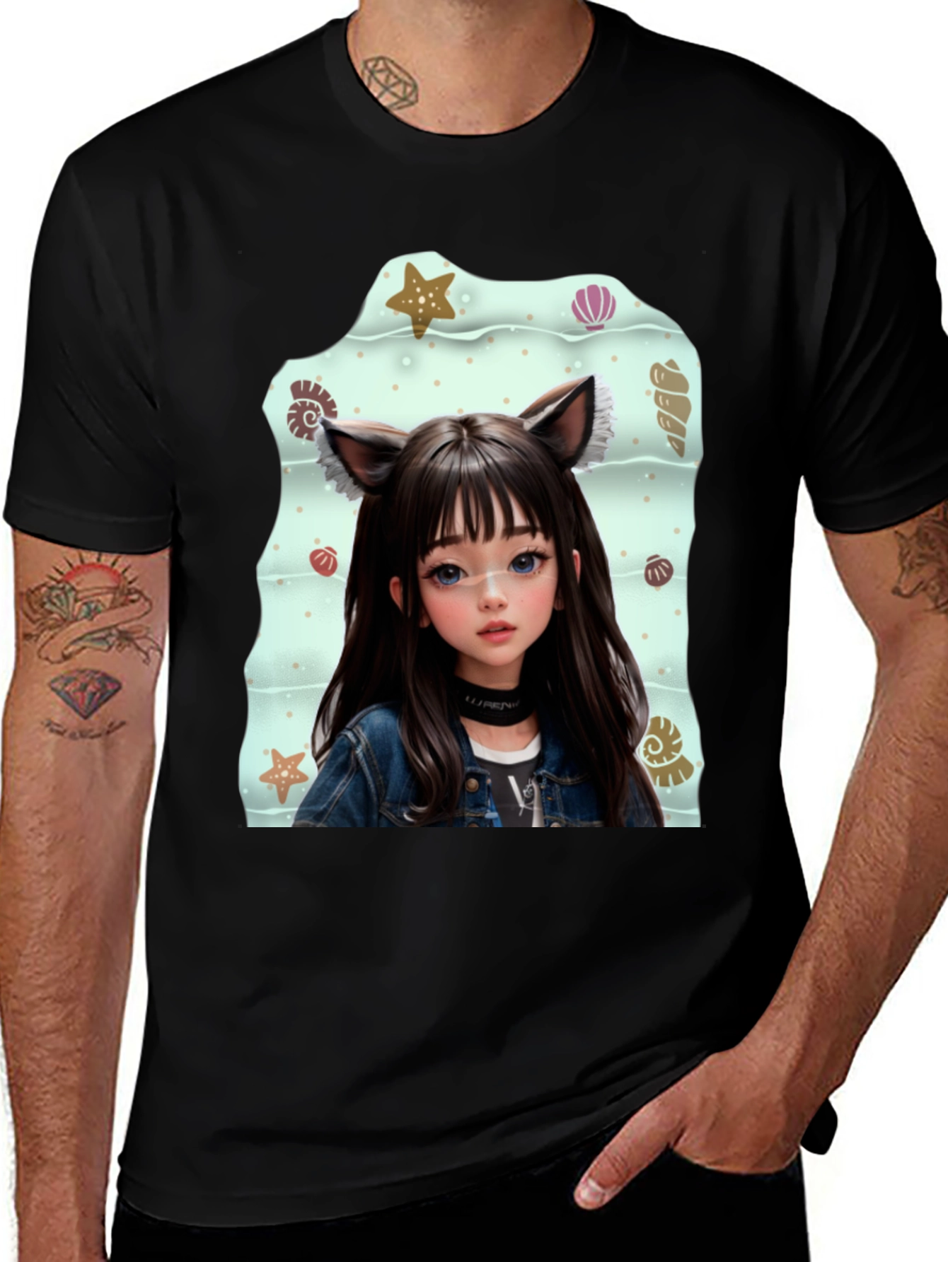 Anime Girl Graphic Black T-Shirt