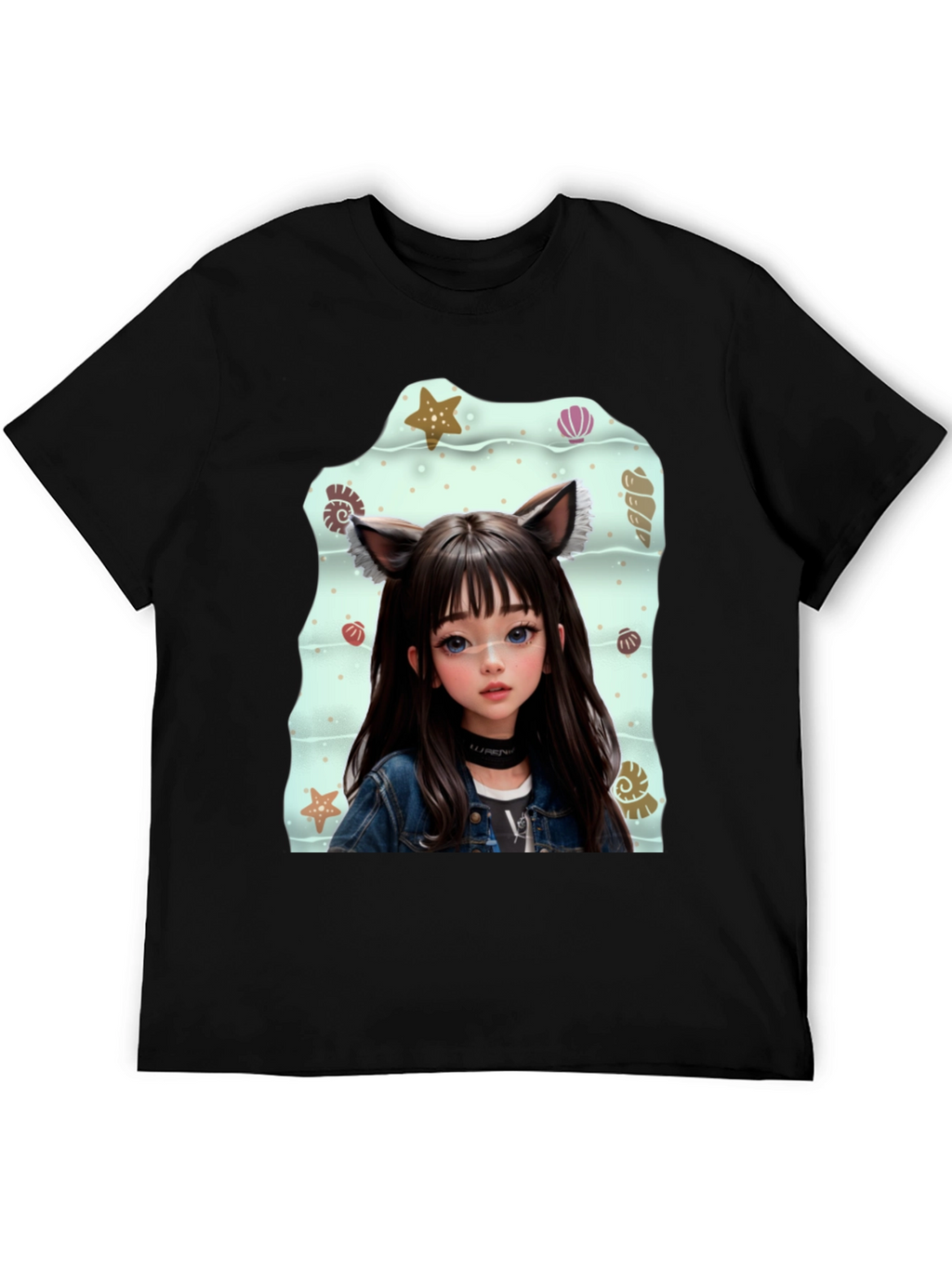 Anime Girl Graphic Black T-Shirt