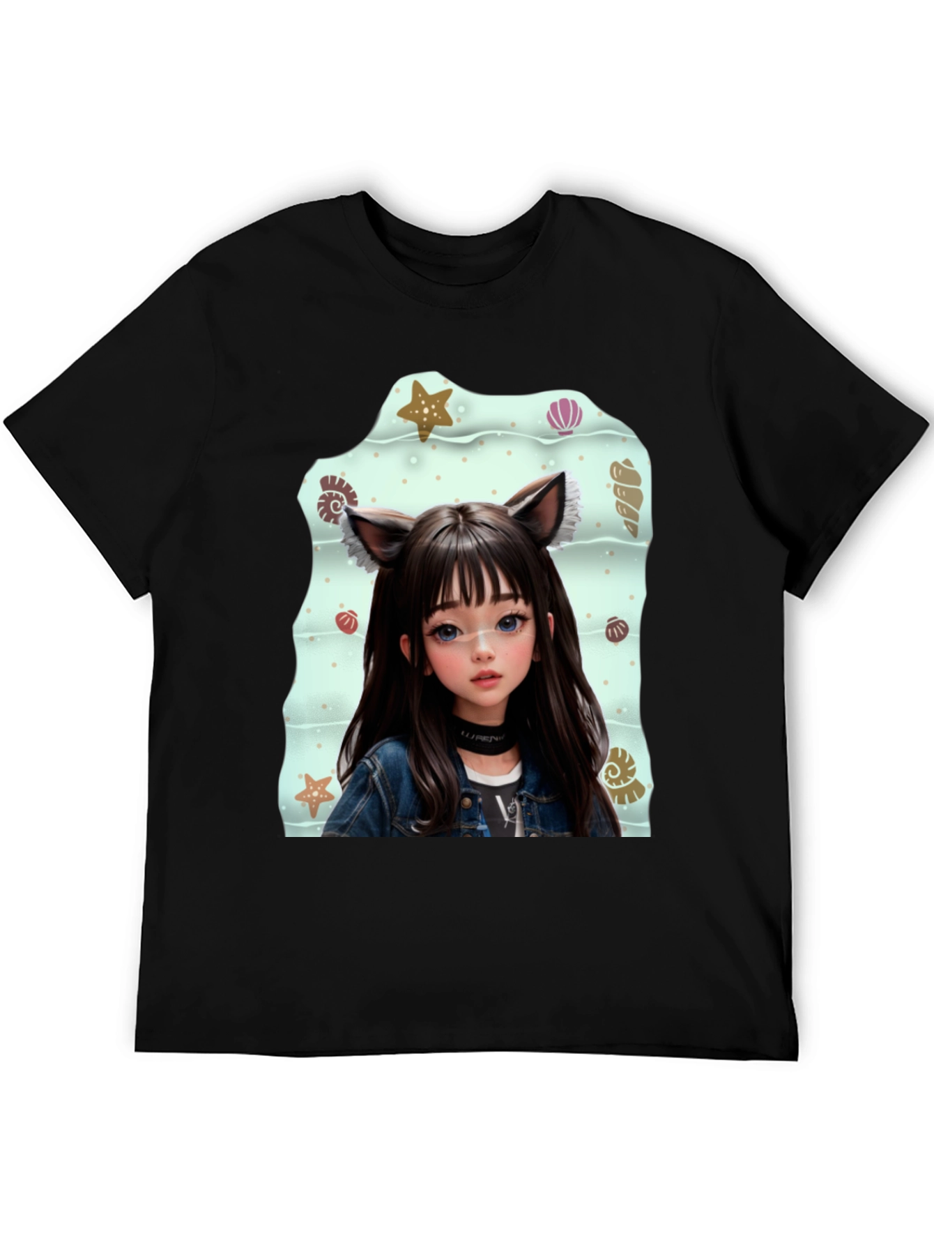 Anime Girl Graphic Black T-Shirt