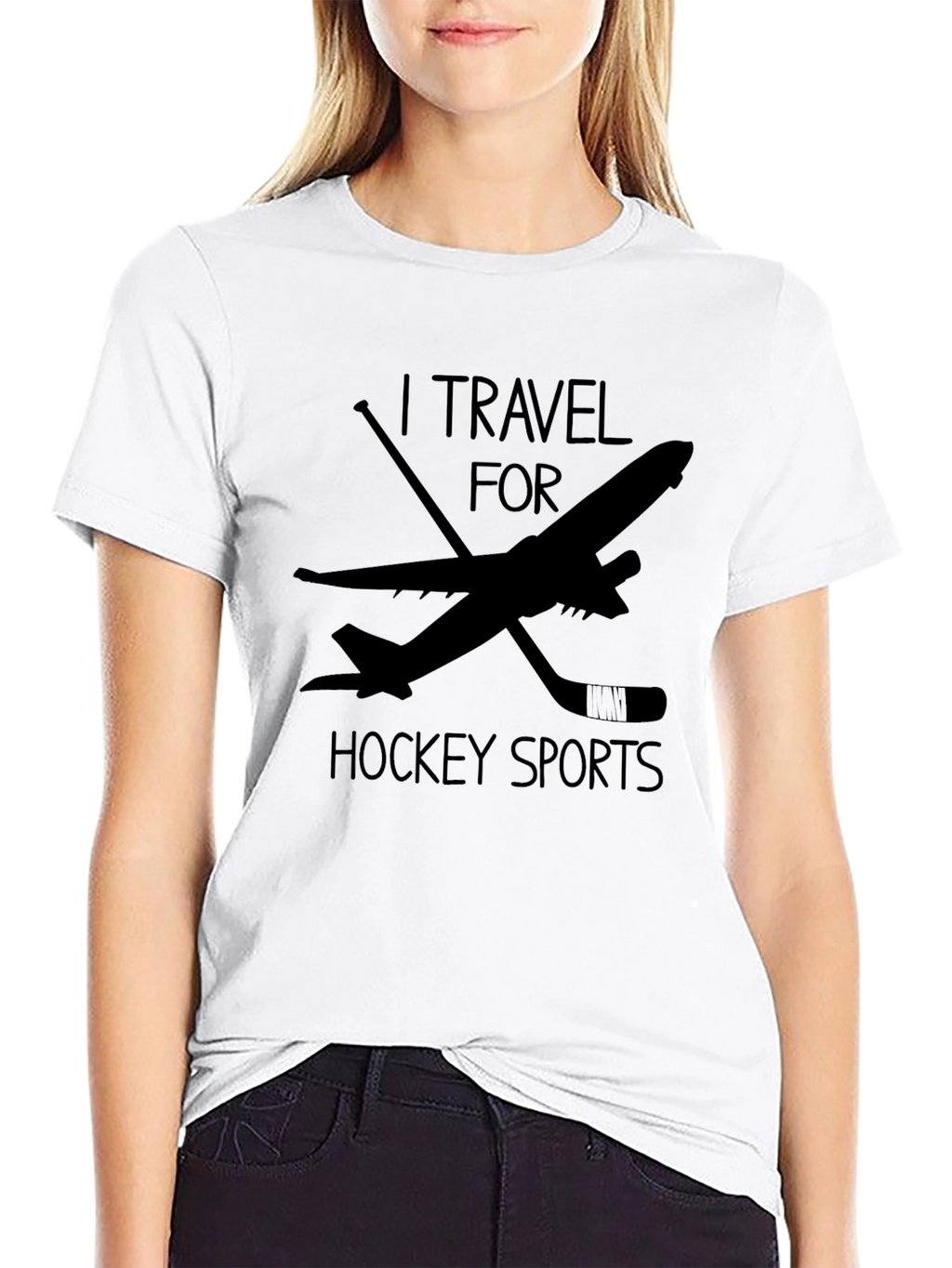 I Travel For Hockey Sports Black T-Shirt