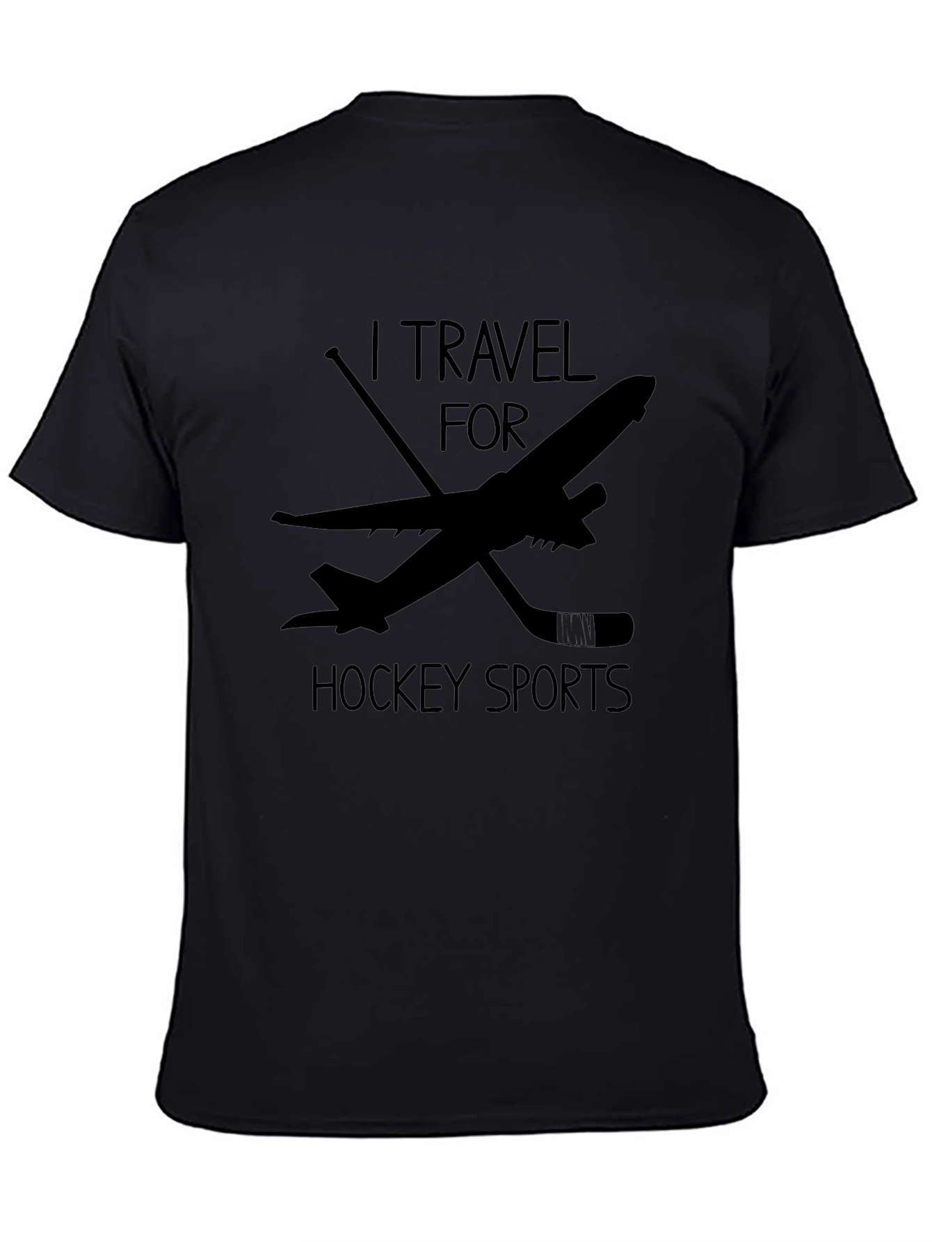 I Travel For Hockey Sports Black T-Shirt