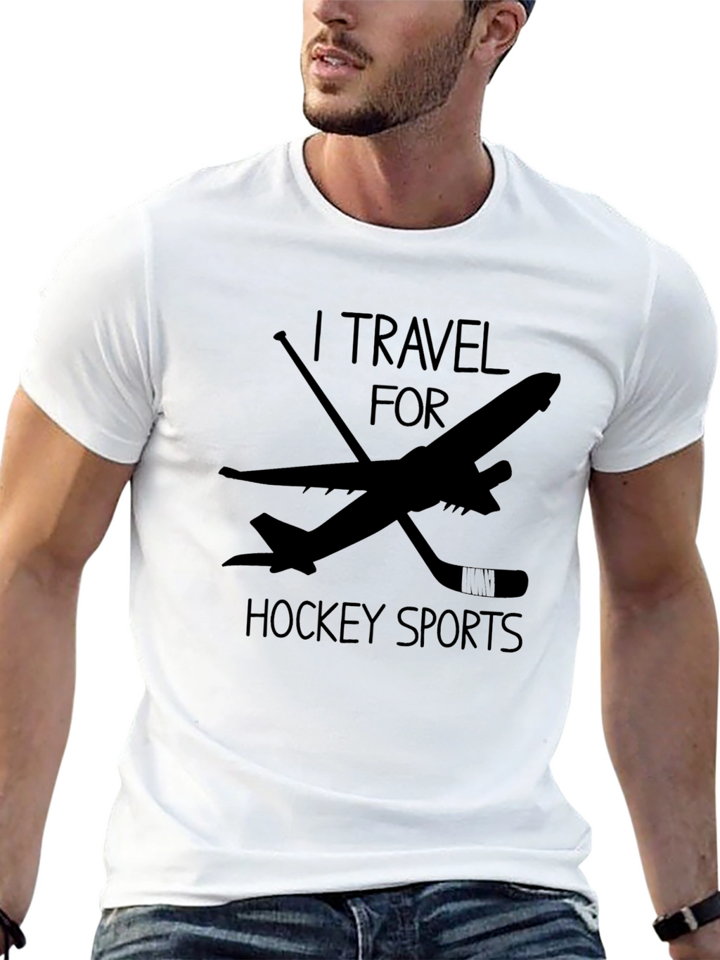 I Travel For Hockey Sports Black T-Shirt
