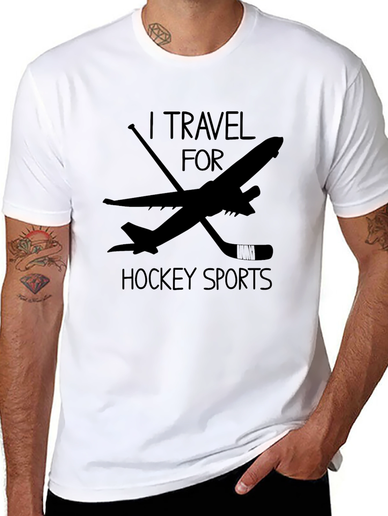 I Travel For Hockey Sports Black T-Shirt