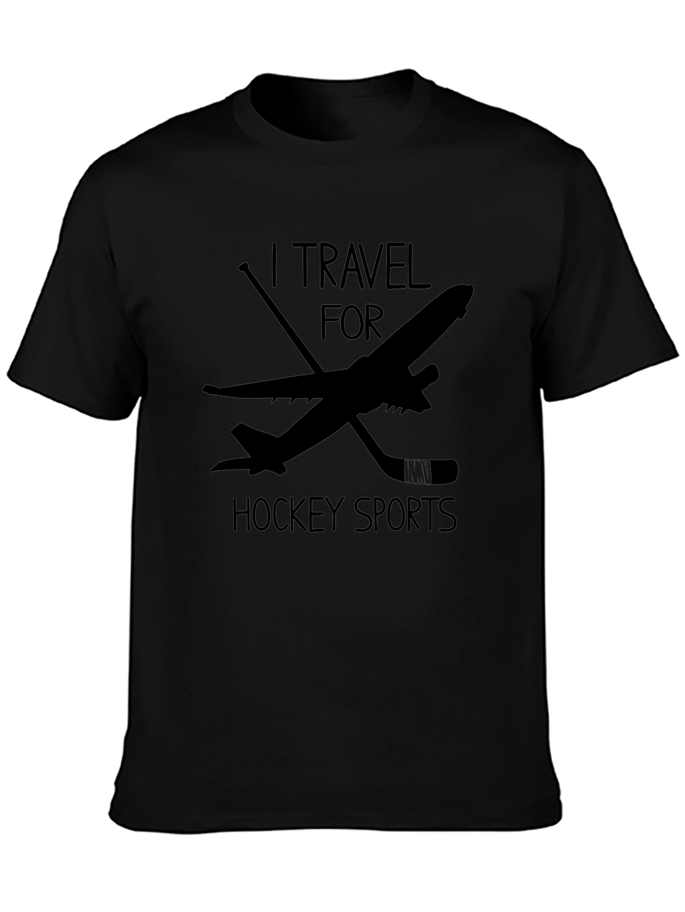 I Travel For Hockey Sports Black T-Shirt