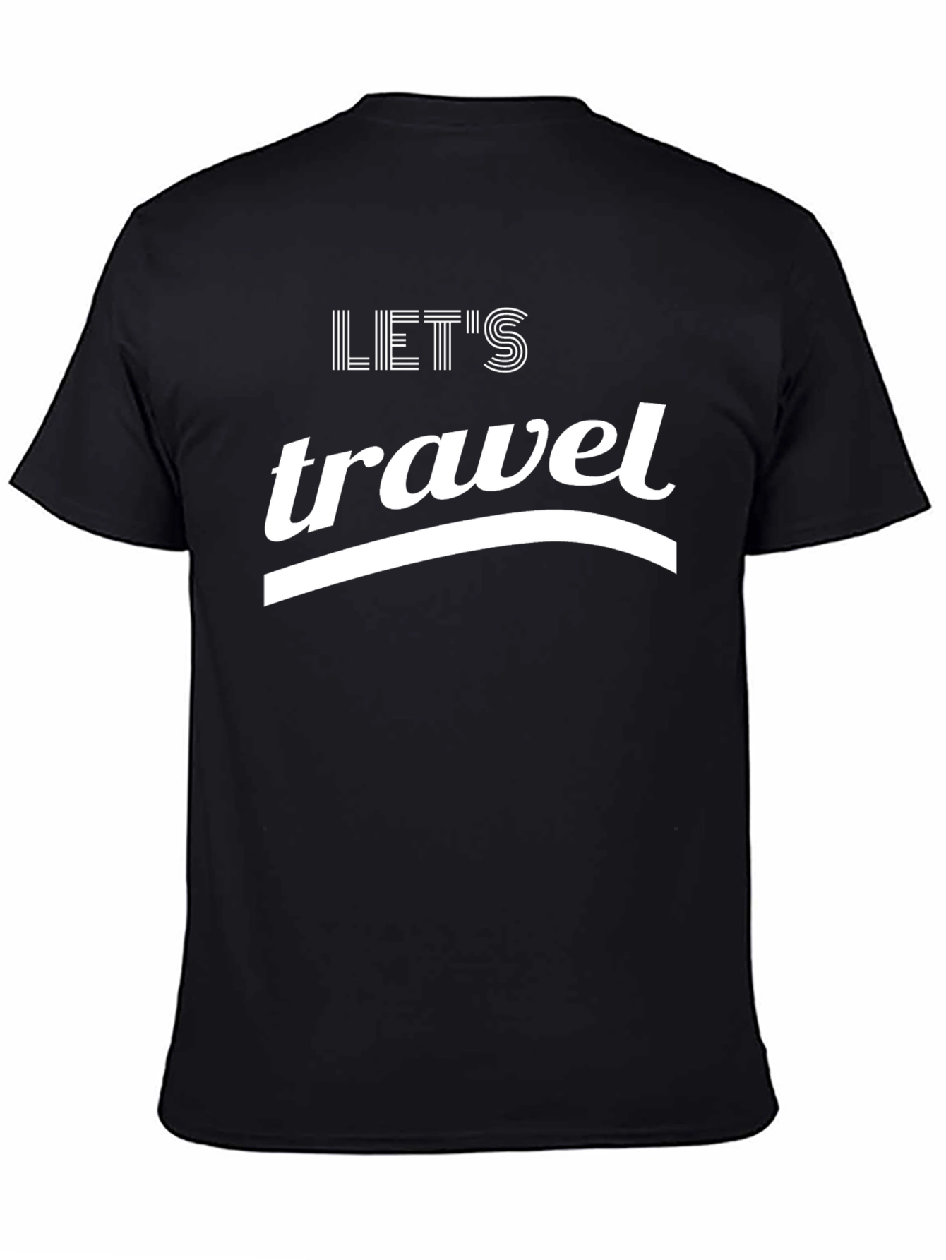 Lets Travel Black Graphic T-Shirt