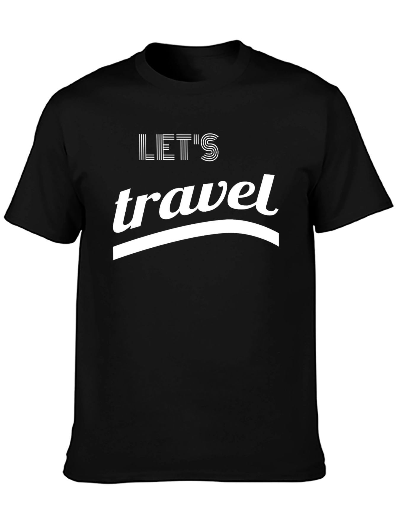 Lets Travel Black Graphic T-Shirt