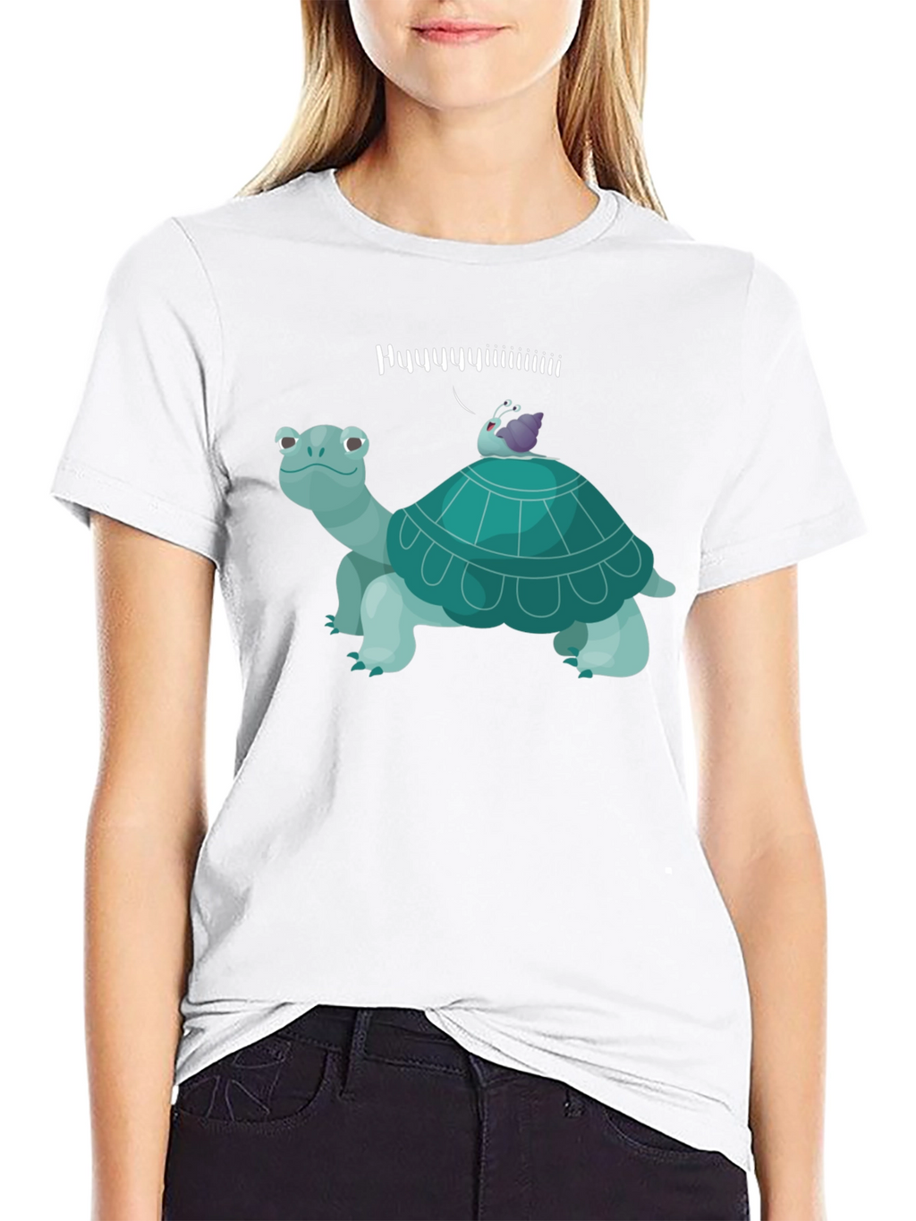 Humorous Turtle & Snail Graphic T-Shirt