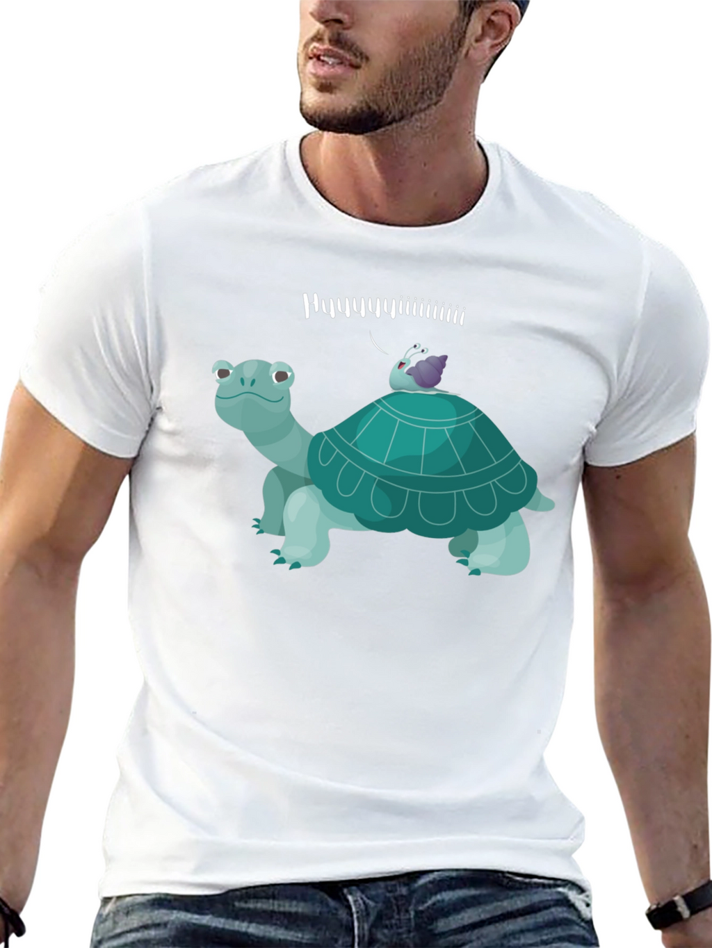 Humorous Turtle & Snail Graphic T-Shirt