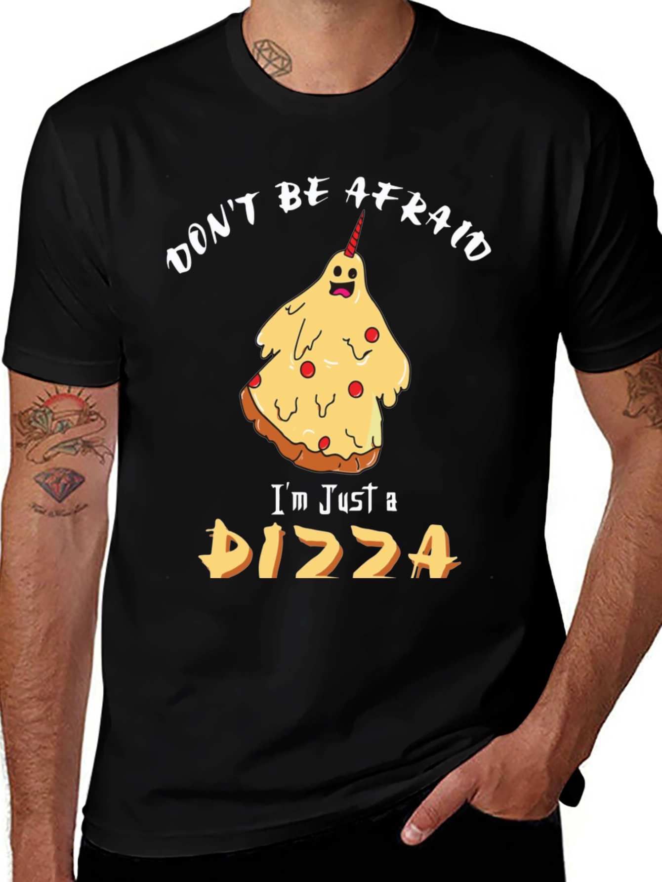 Pizza Ghost T-Shirt - Dont Be Afraid Funny Halloween Tee