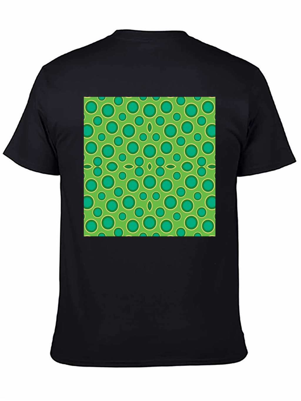 Green Circle Pattern Black T-Shirt
