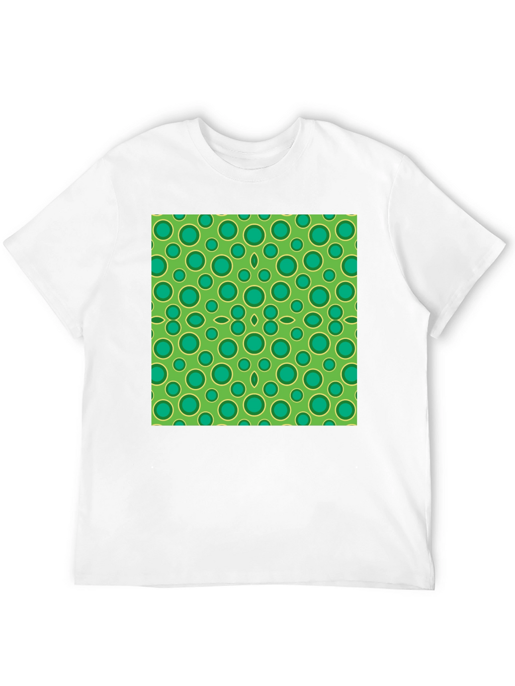 Green Circle Pattern Black T-Shirt