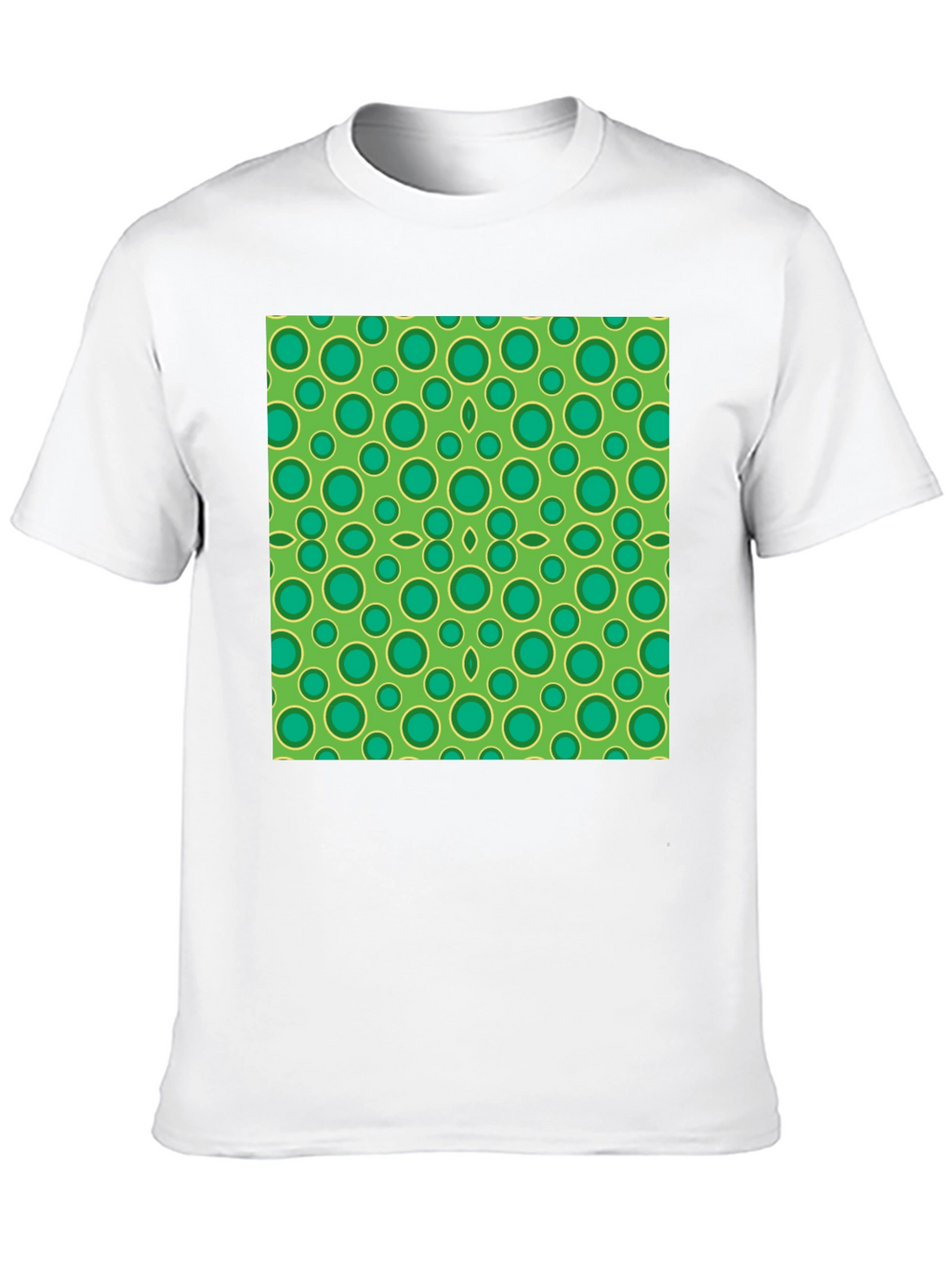 Green Circle Pattern Black T-Shirt