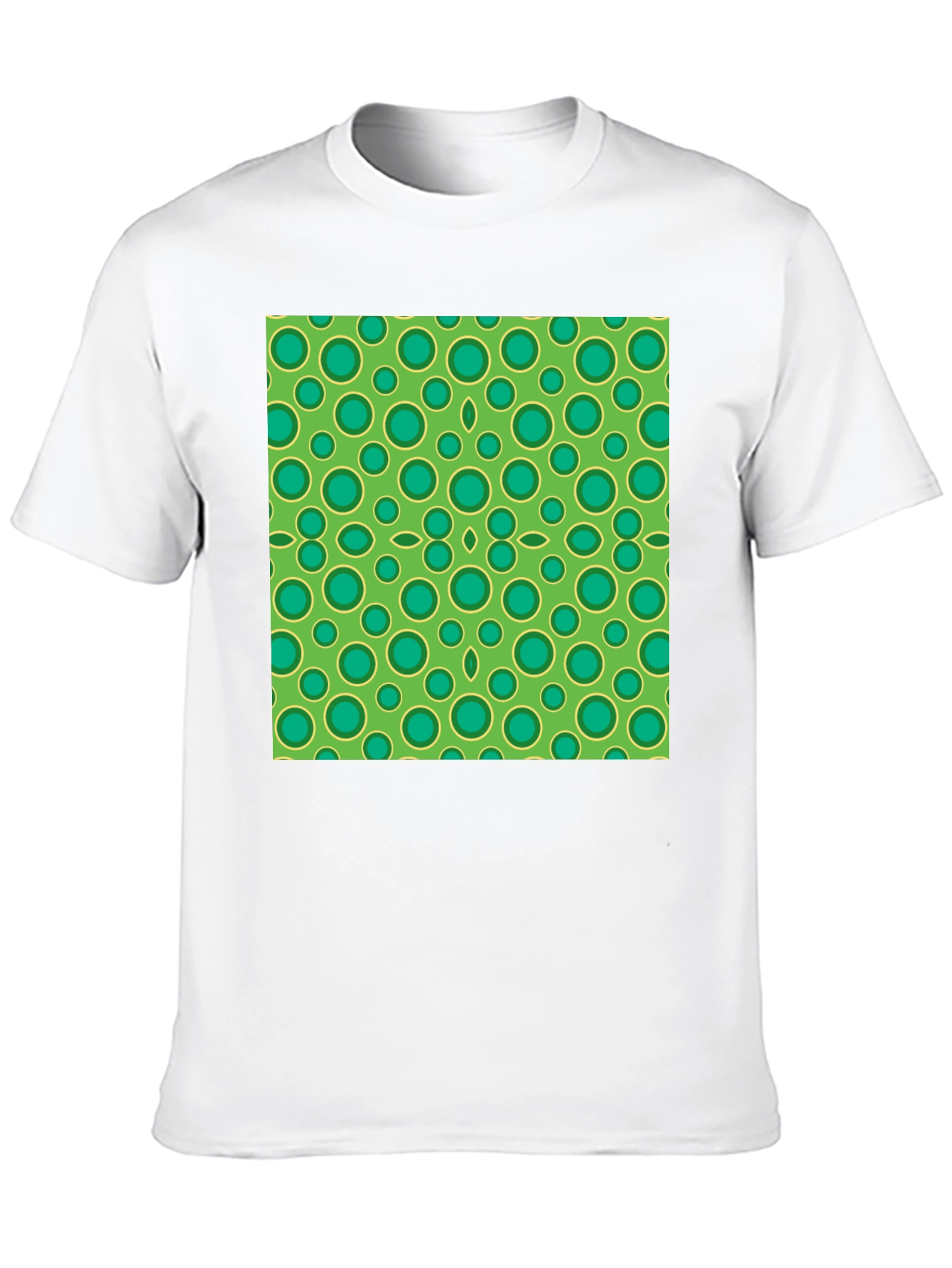Green Circle Pattern Black T-Shirt