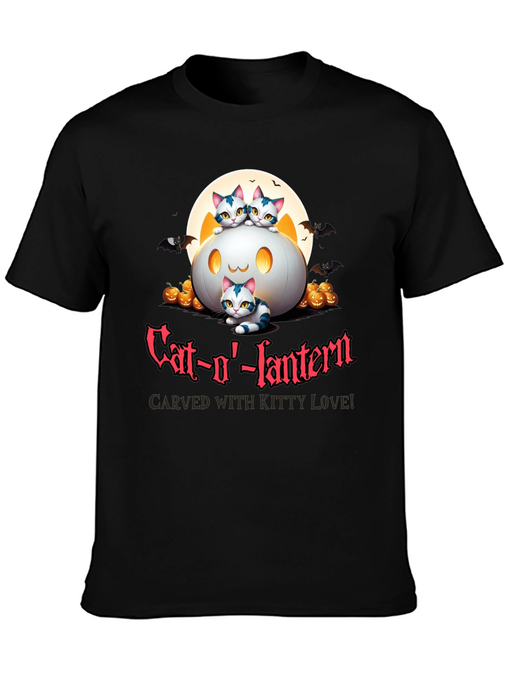 Cat-o-lantern Halloween T-Shirt - Carved With Kitty Love!
