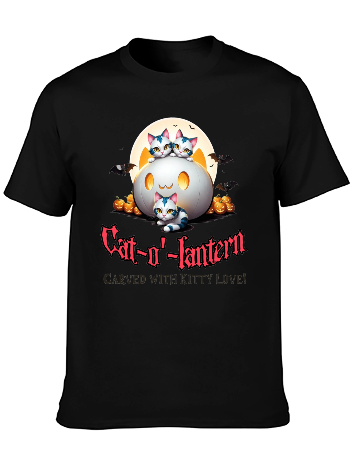 Cat-o-lantern Halloween T-Shirt - Carved With Kitty Love!