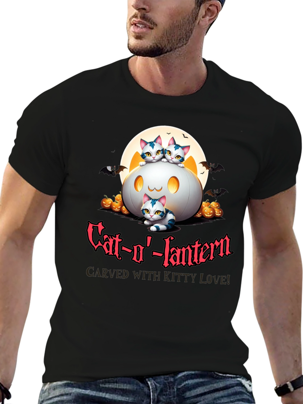 Cat-o-lantern Halloween T-Shirt - Carved With Kitty Love!