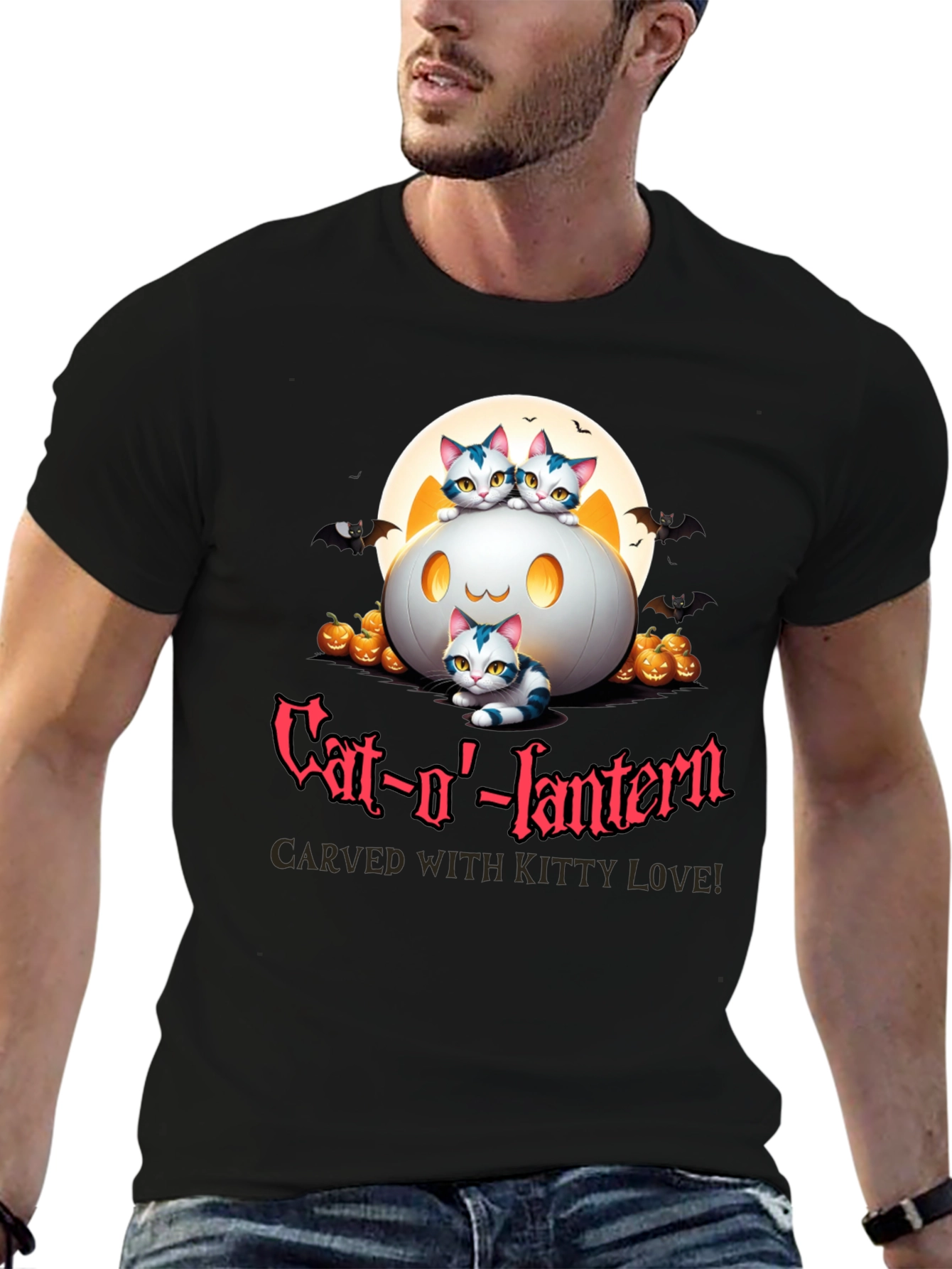 Cat-o-lantern Halloween T-Shirt - Carved With Kitty Love!