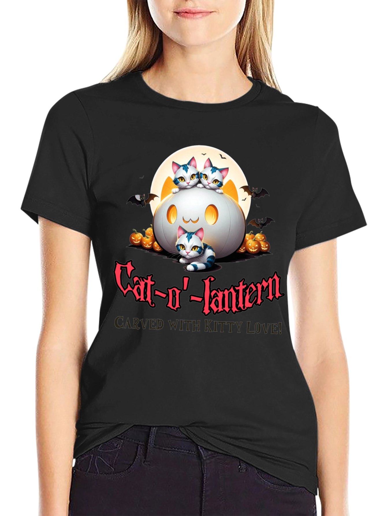 Cat-o-lantern Halloween T-Shirt - Carved With Kitty Love!