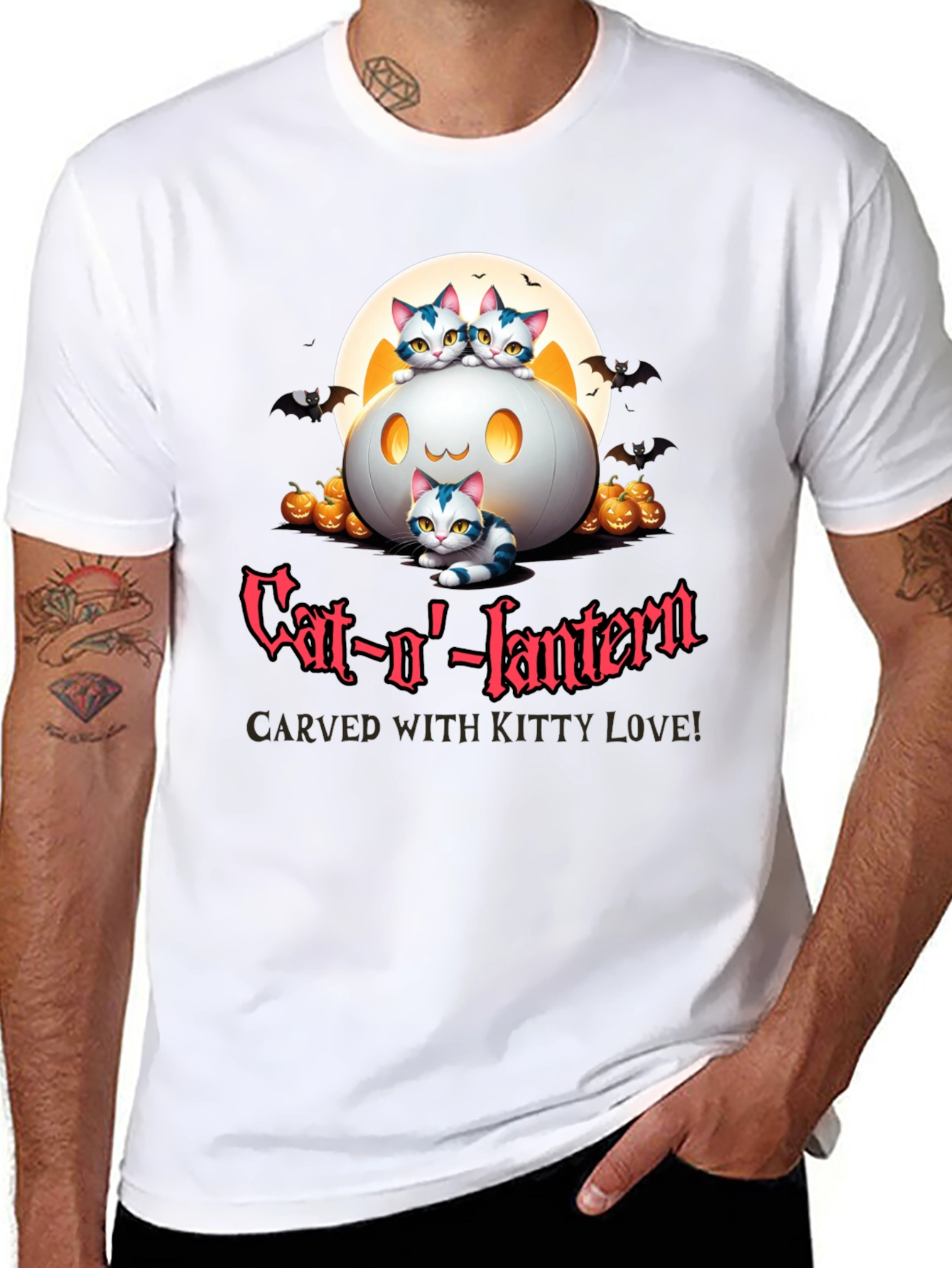 Cat-o-lantern Halloween T-Shirt - Carved With Kitty Love!