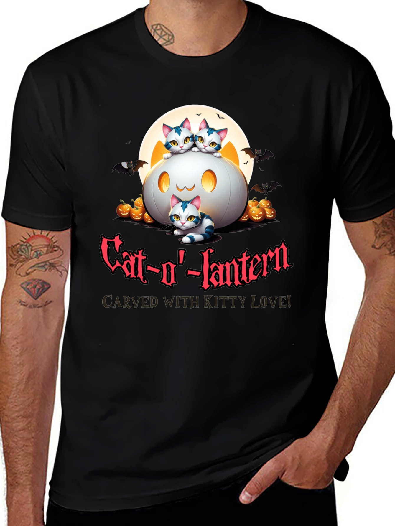 Cat-o-lantern Halloween T-Shirt - Carved With Kitty Love!