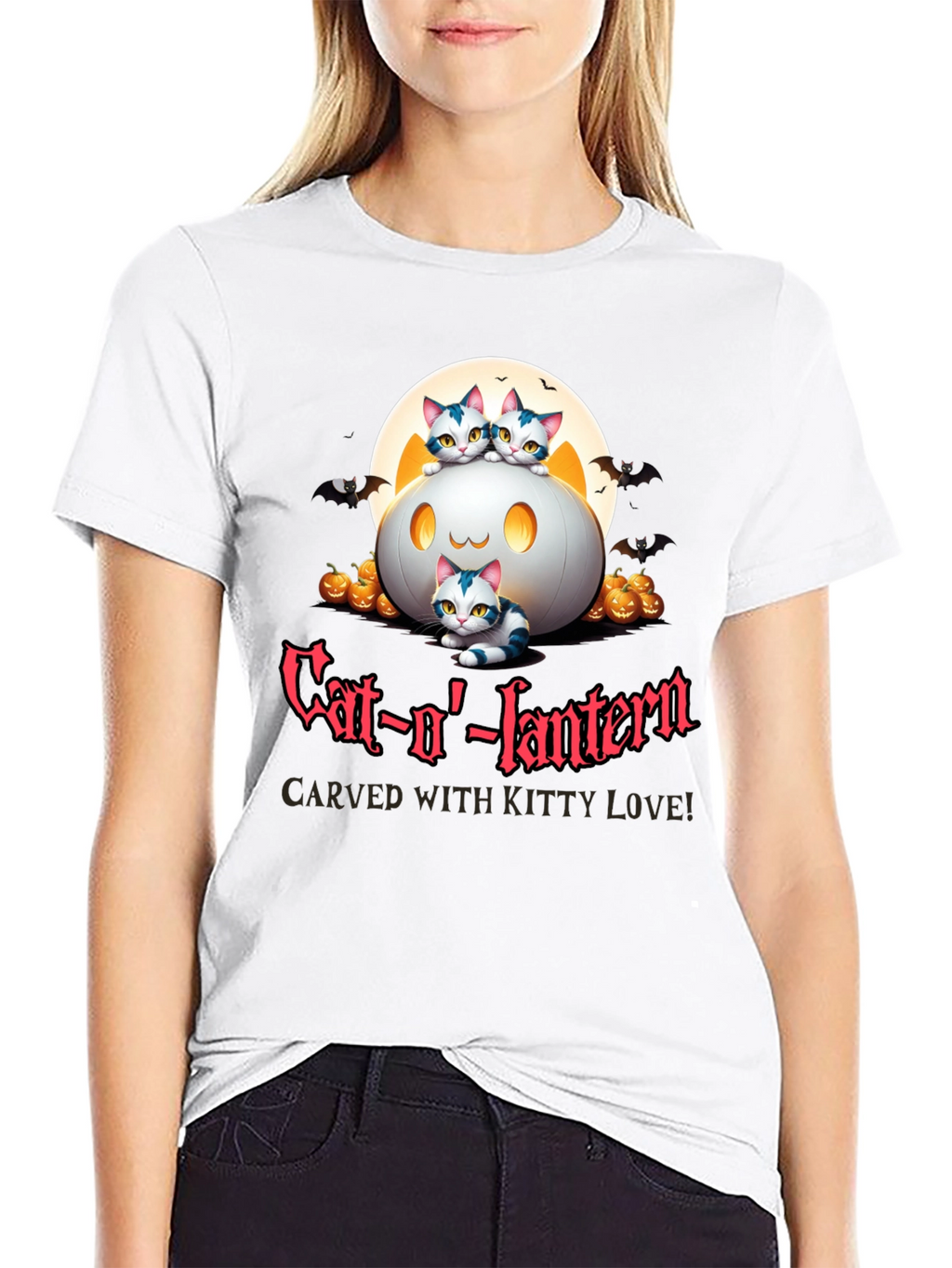 Cat-o-lantern Halloween T-Shirt - Carved With Kitty Love!