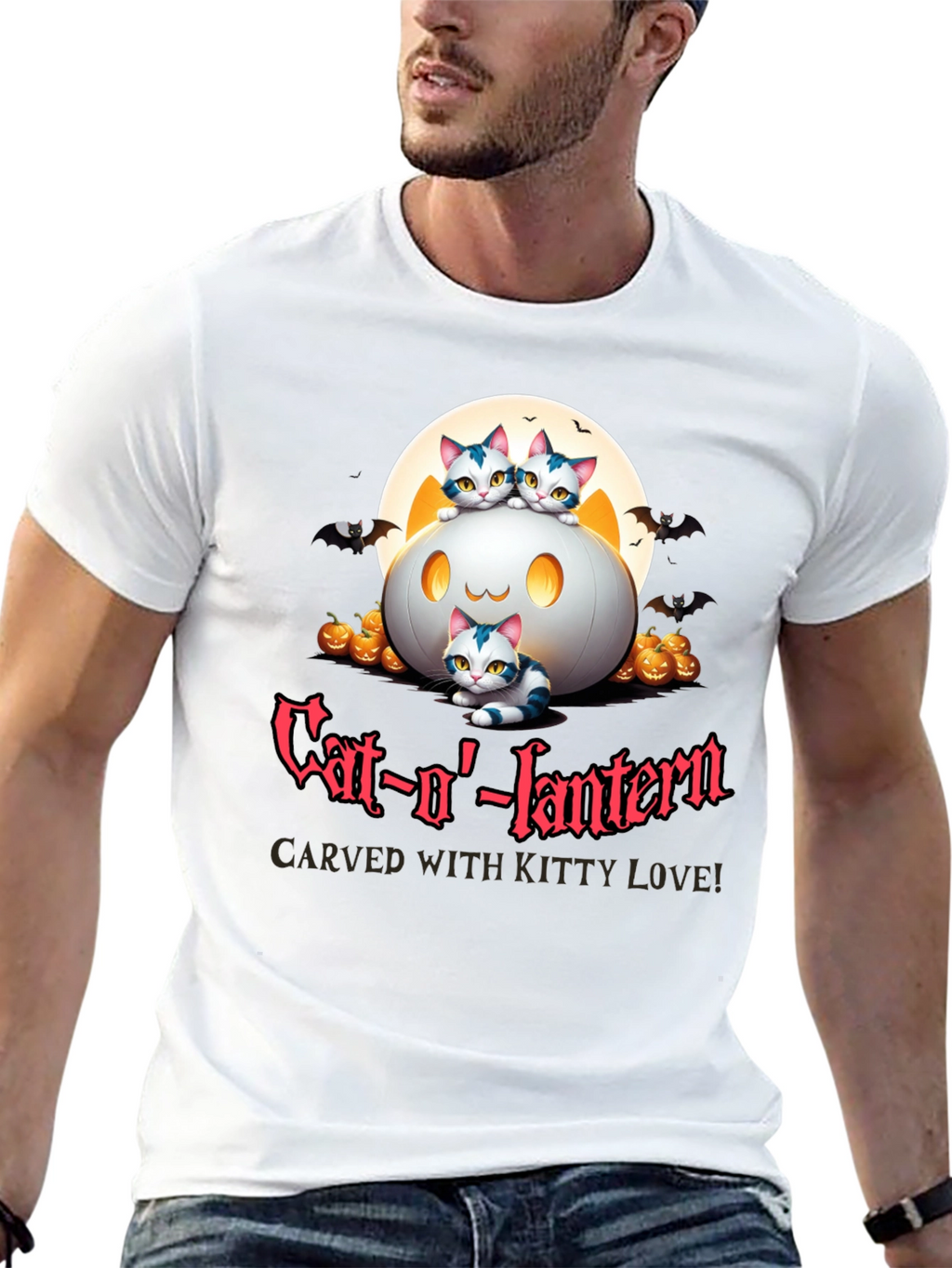 Cat-o-lantern Halloween T-Shirt - Carved With Kitty Love!