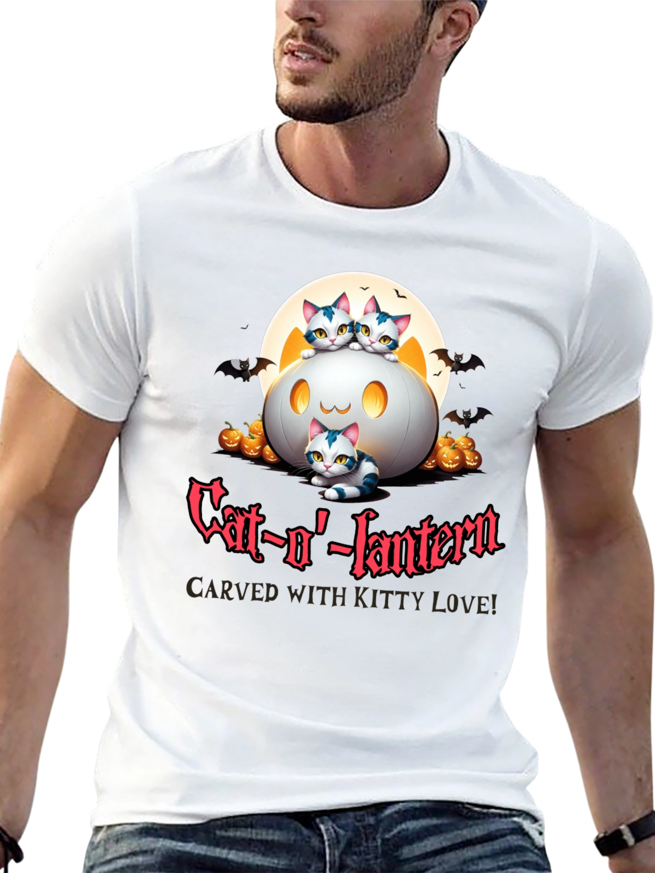 Cat-o-lantern Halloween T-Shirt - Carved With Kitty Love!