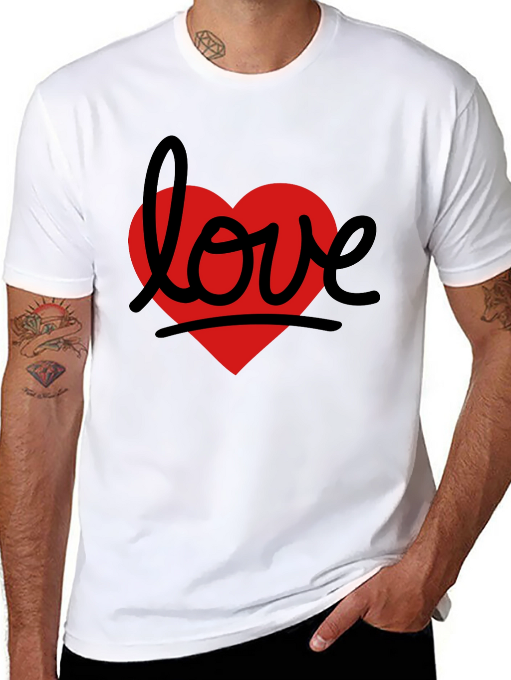 Love Heart Graphic Tee - Black