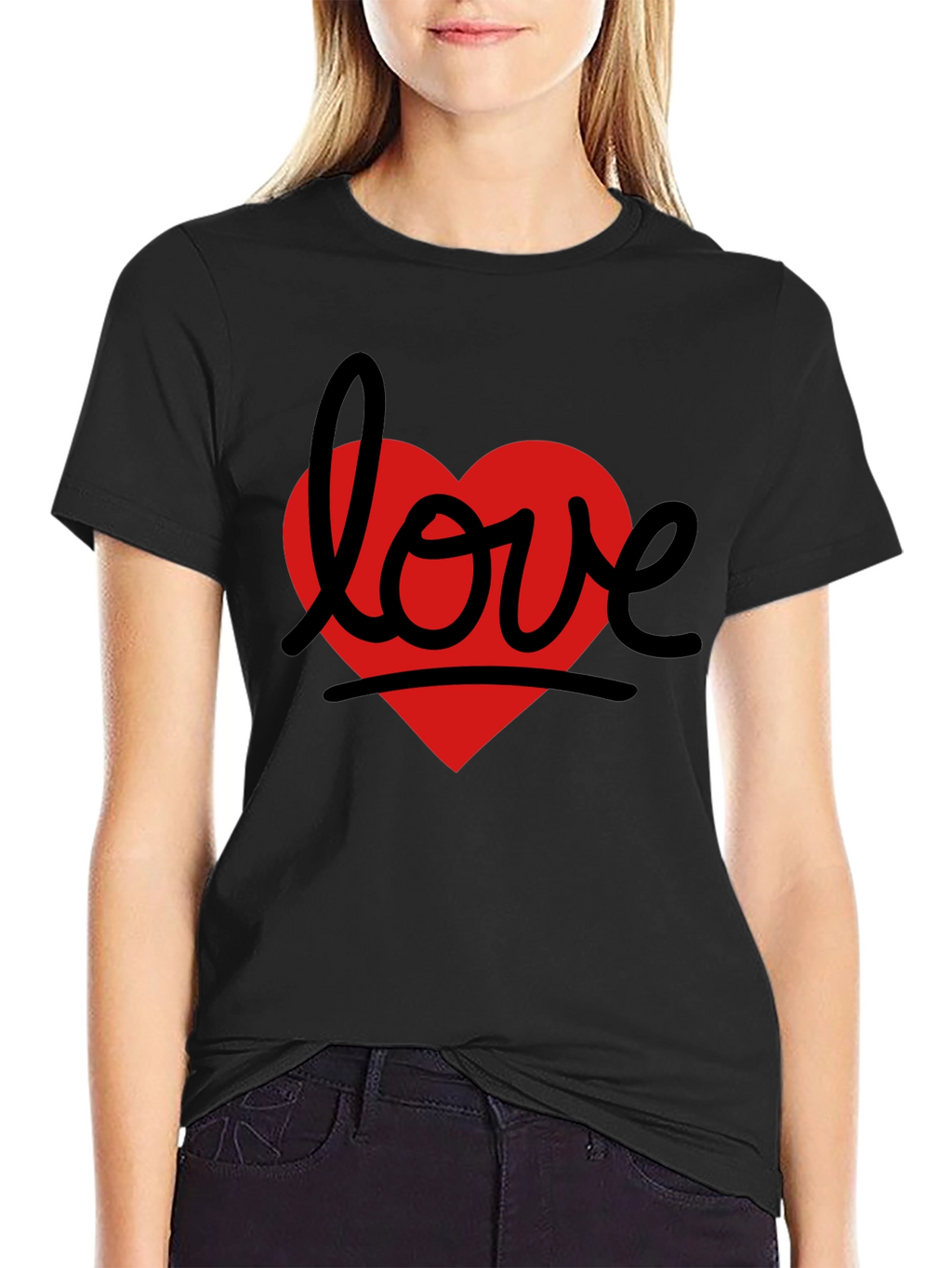 Love Heart Graphic Tee - Black